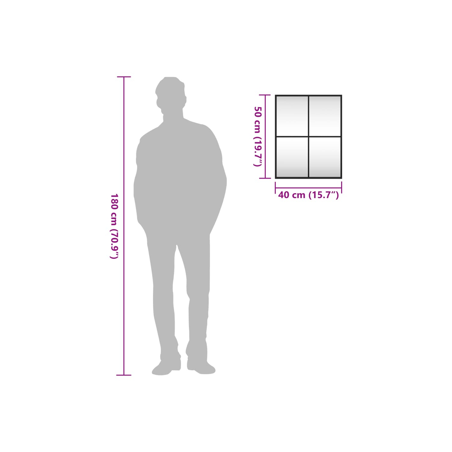 vidaXL Wall Mirror Black 40x50 cm Rectangle Iron