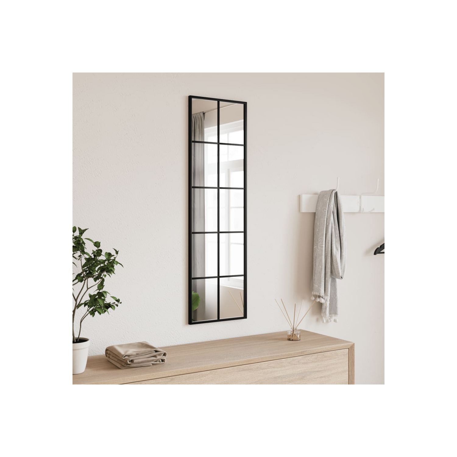vidaXL Wall Mirror Black 30x100 cm Rectangle Iron