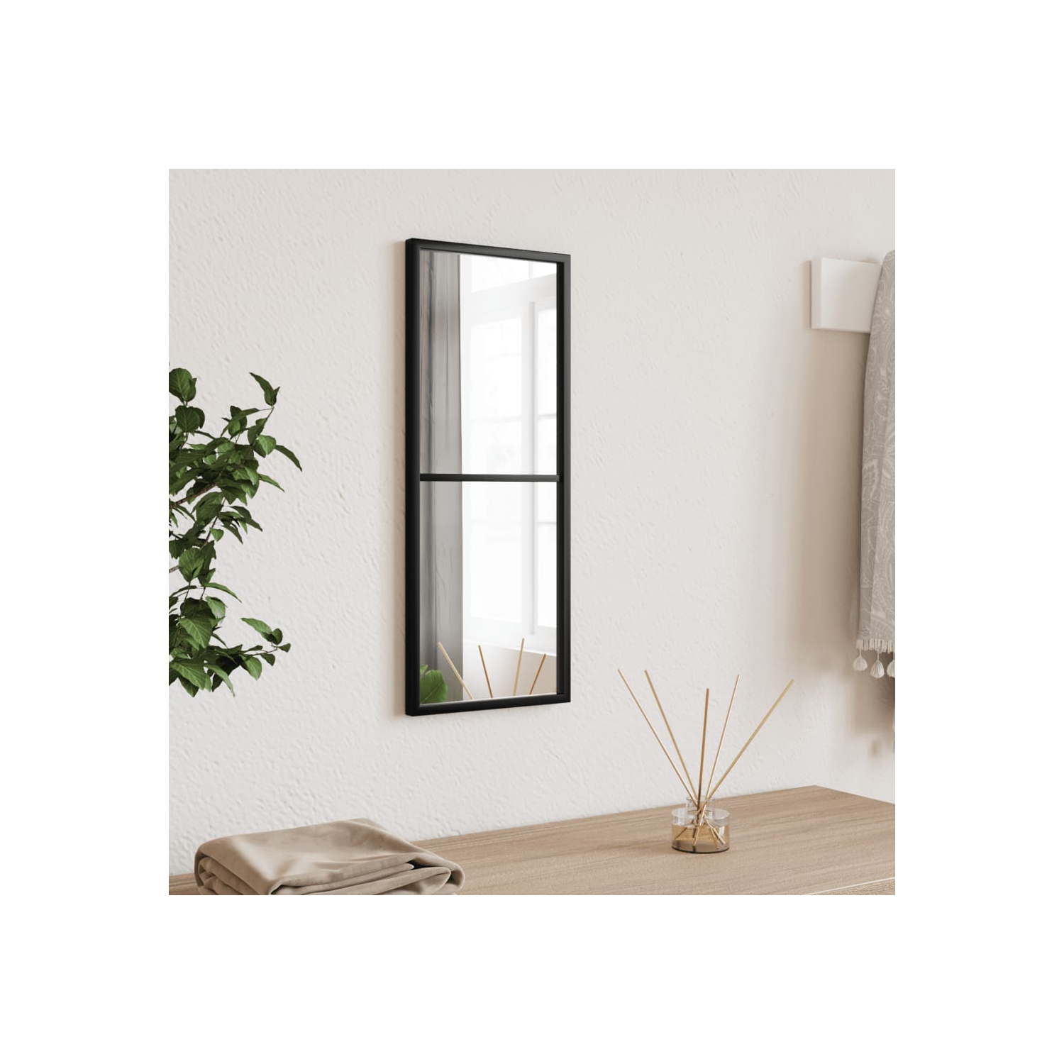 vidaXL Wall Mirror Black 20x50 cm Rectangle Iron