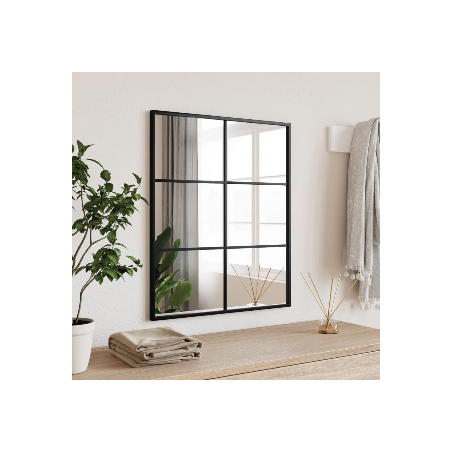 vidaXL Wall Mirror Black 50x60 cm Rectangle Iron
