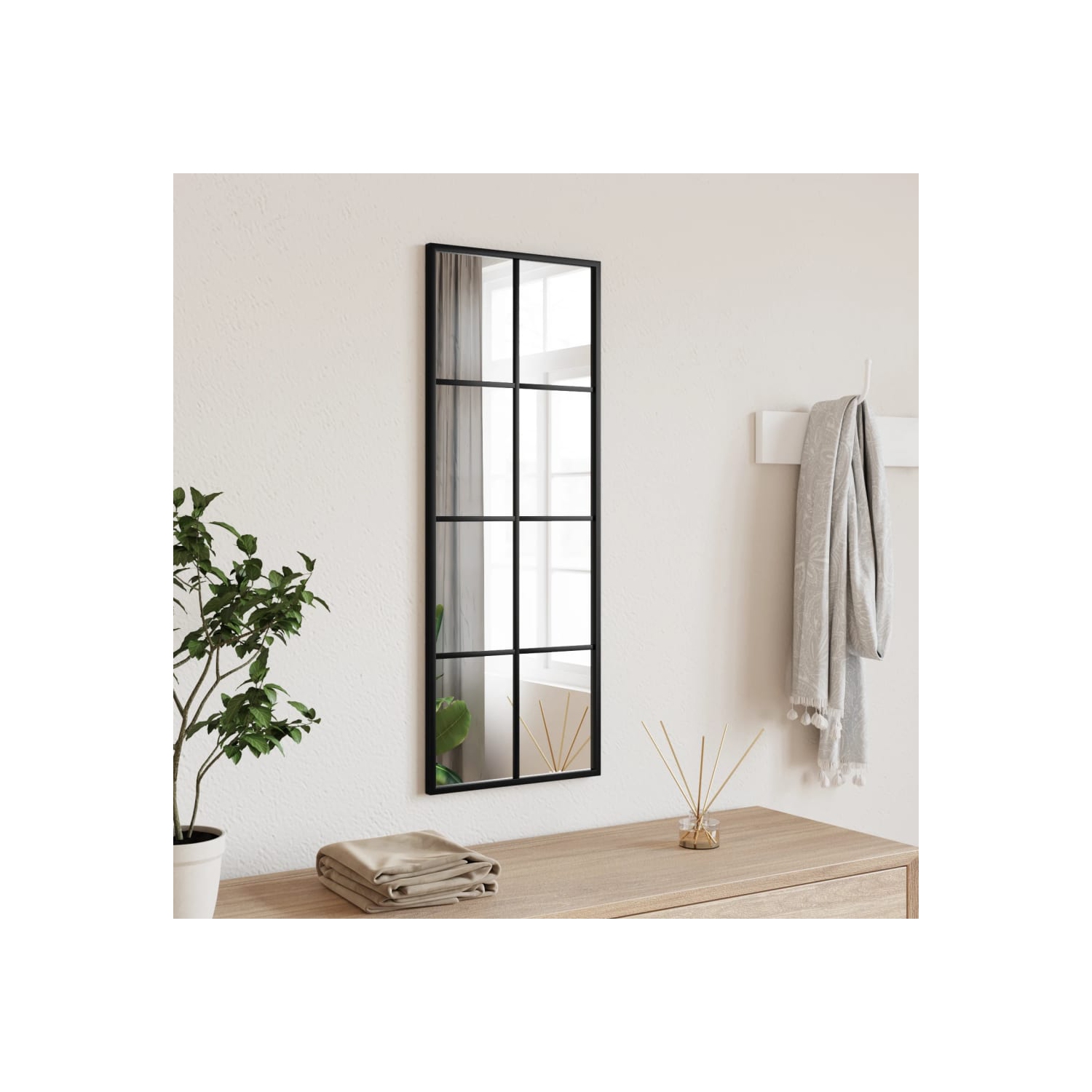 vidaXL Wall Mirror Black 30x80 cm Rectangle Iron