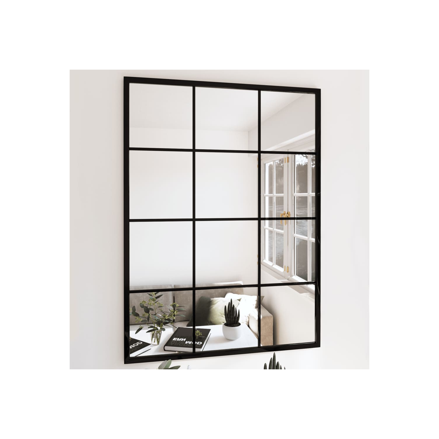 vidaXL Wall Mirrors 2 pcs Black 80x60 cm Metal