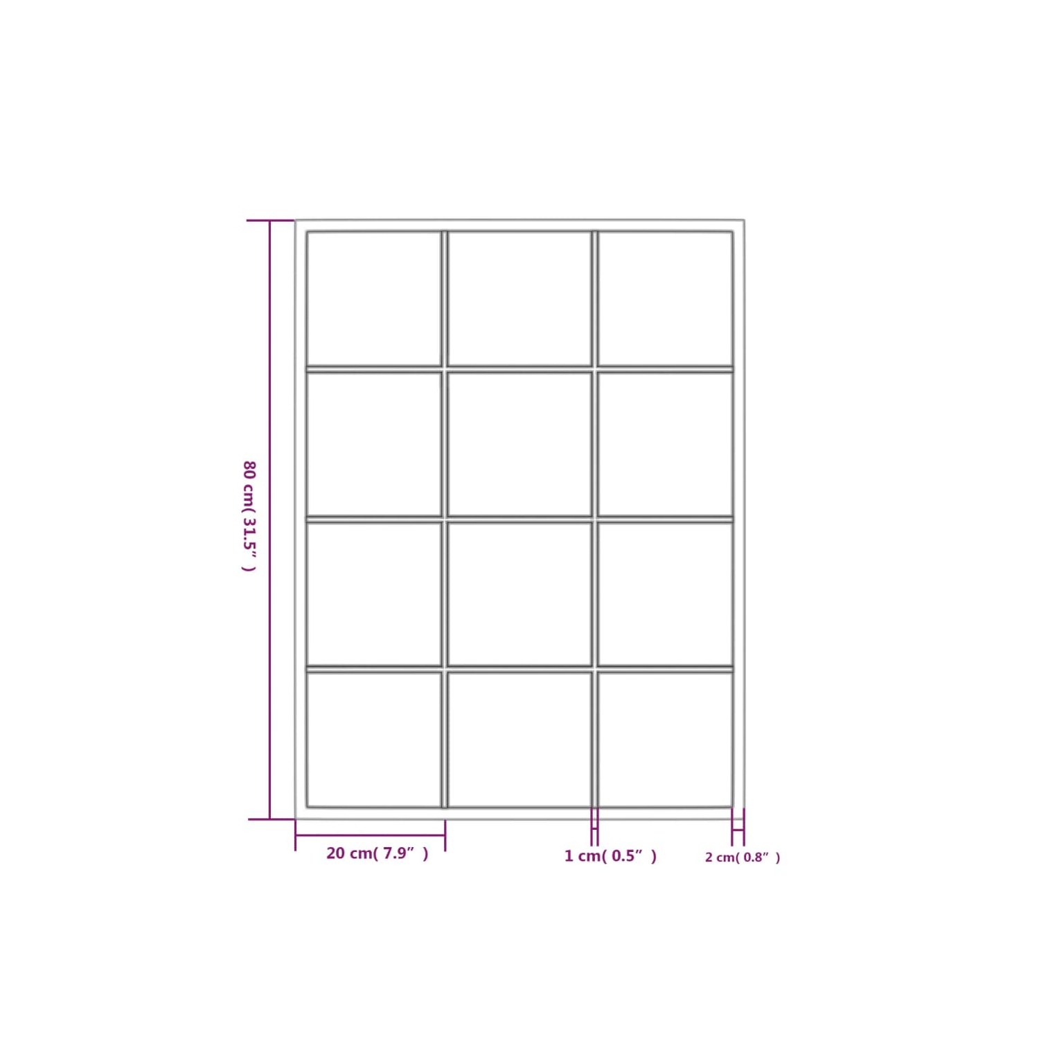 vidaXL Wall Mirrors 2 pcs Black 80x60 cm Metal