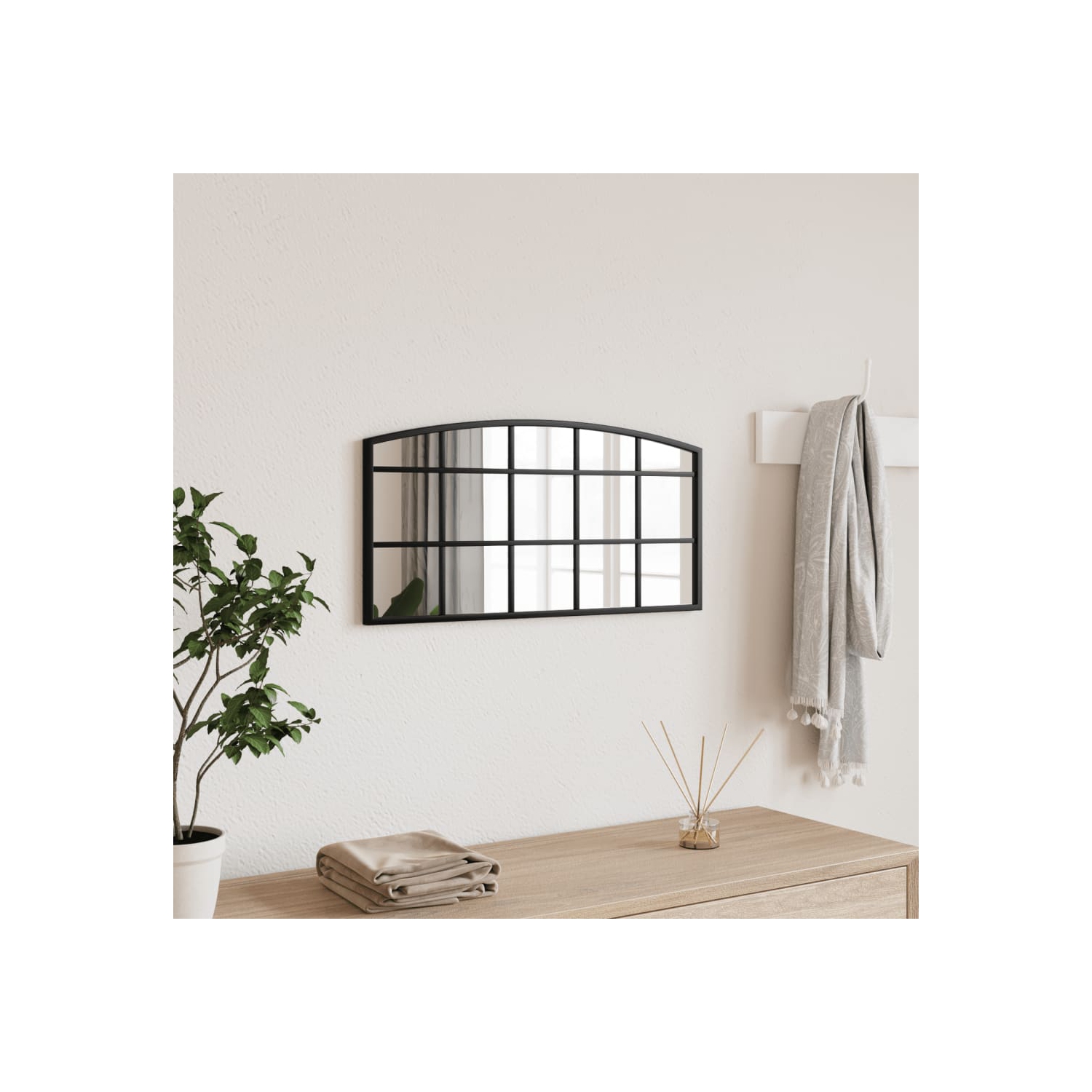 vidaXL Wall Mirror Black 60x30 cm Arch Iron