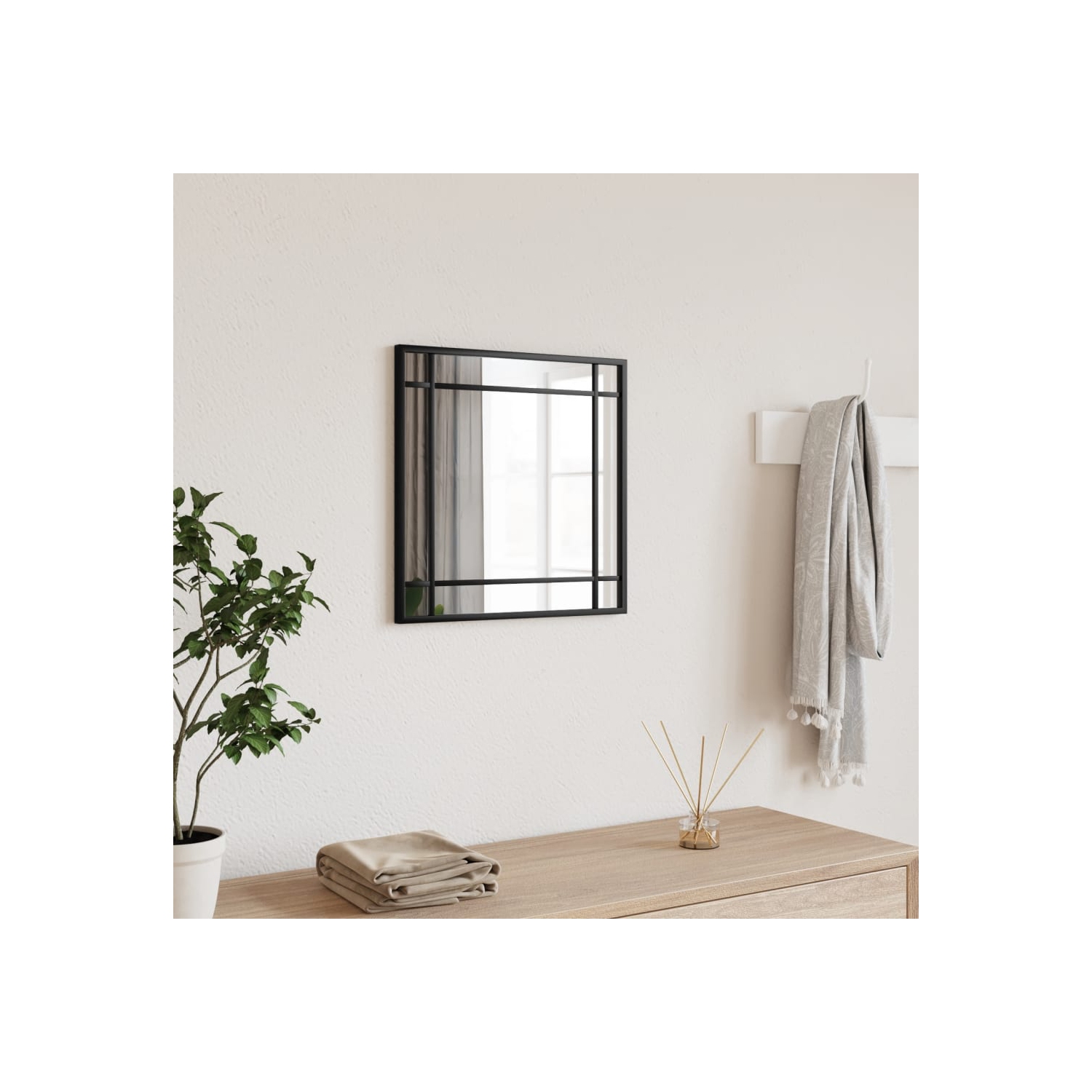 vidaXL Wall Mirror Black 40x40 cm Square Iron