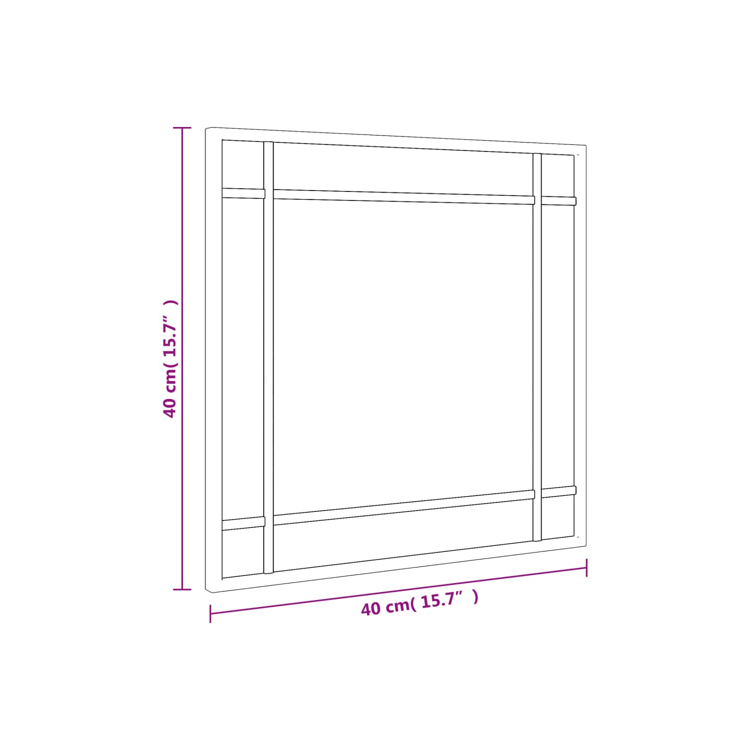 vidaXL Wall Mirror Black 40x40 cm Square Iron