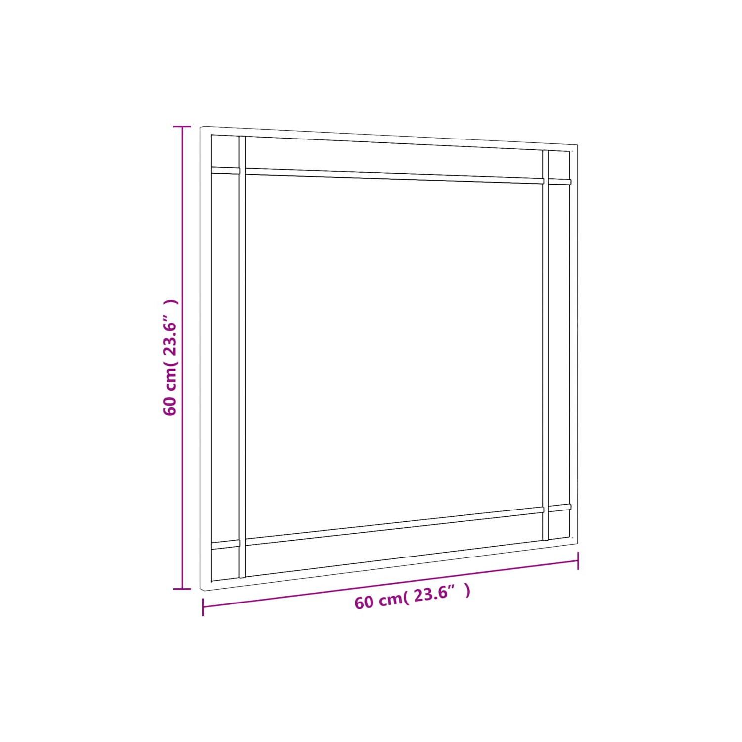 vidaXL Wall Mirror Black 60x60 cm Square Iron