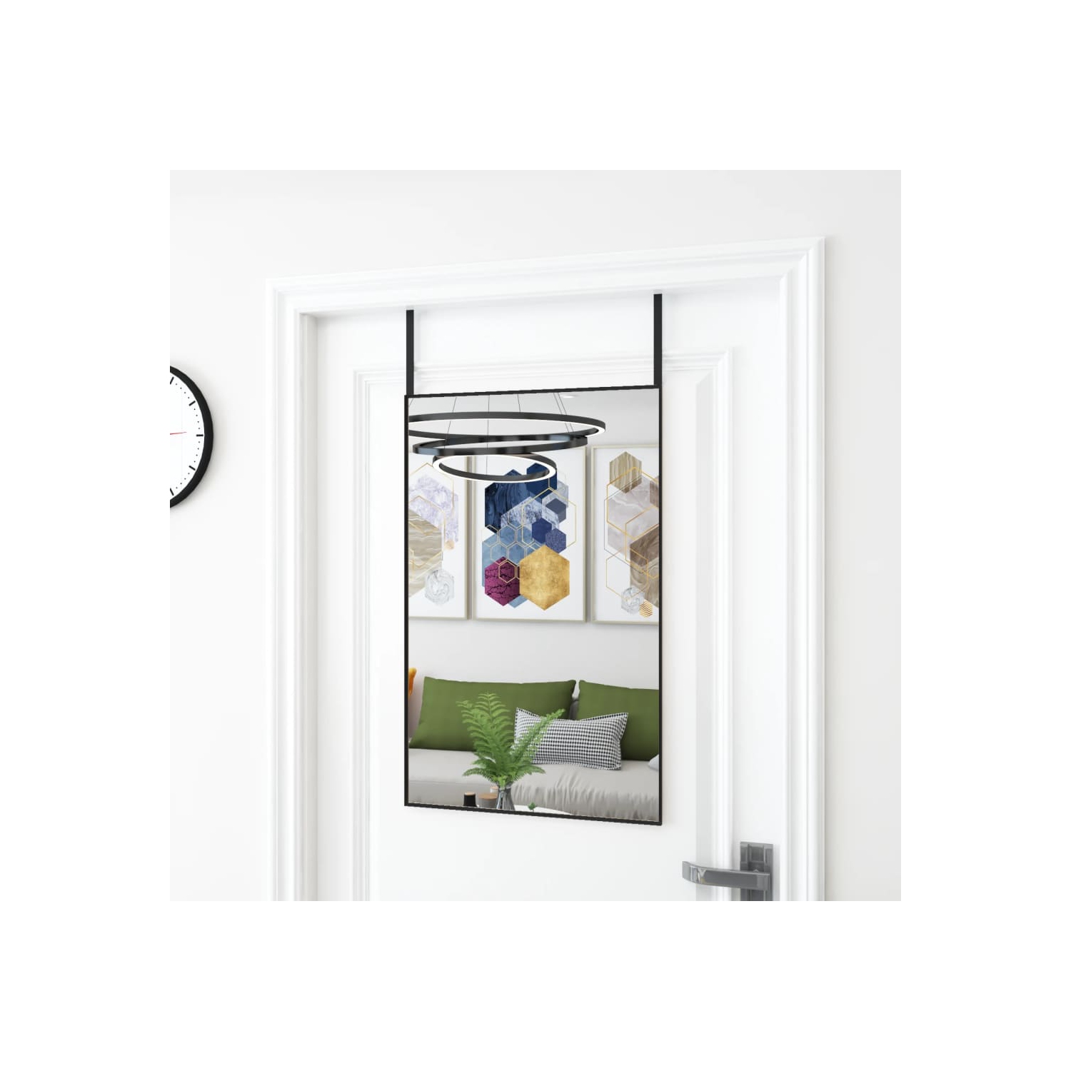 vidaXL Door Mirror Black 50x80 cm Glass and Aluminium