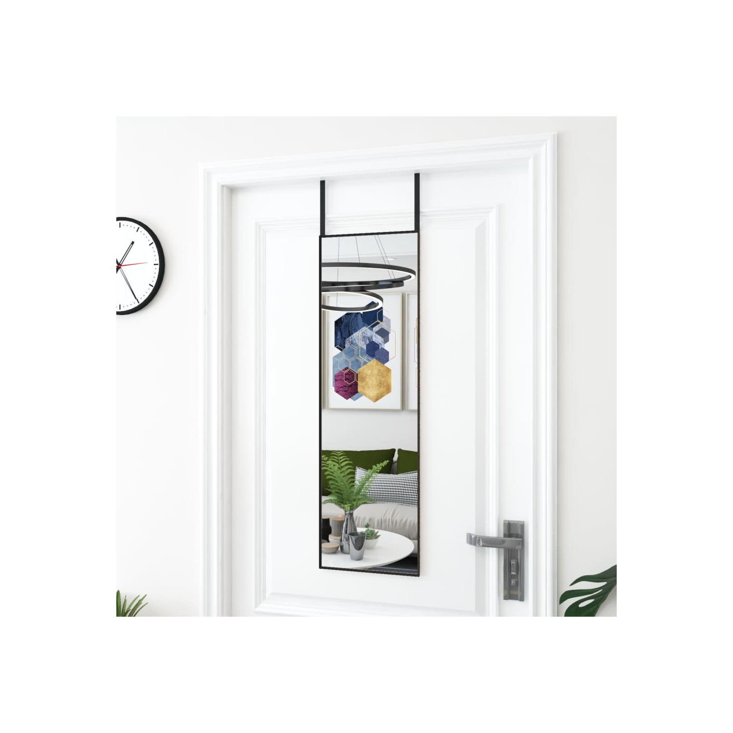 vidaXL Door Mirror Black 30x100 cm Glass and Aluminium