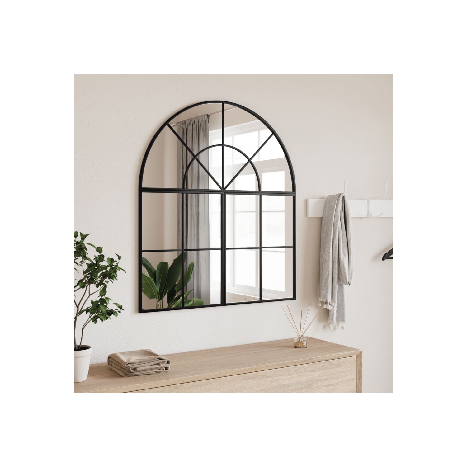 vidaXL Wall Mirror Black 80x40 cm Arch Iron