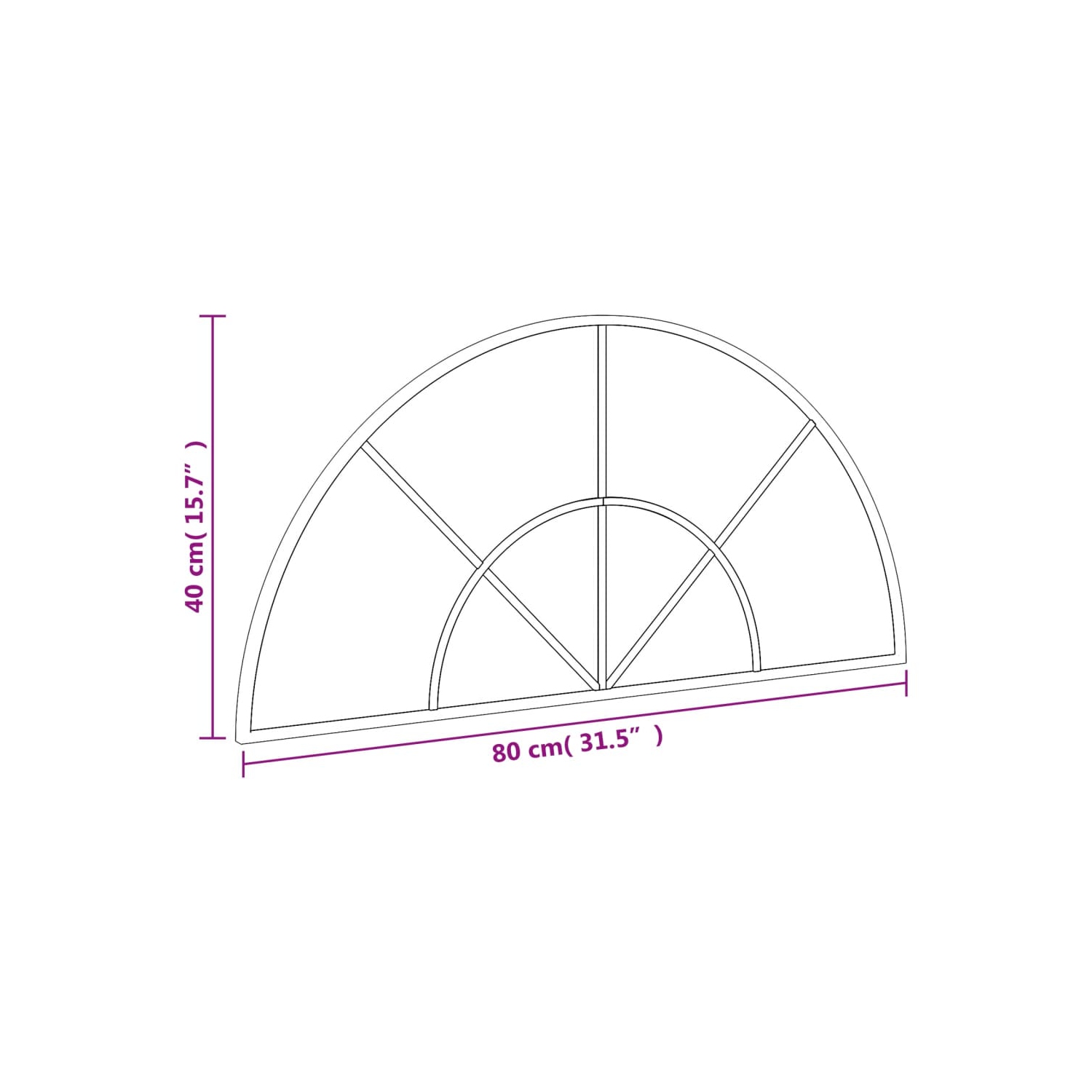 vidaXL Wall Mirror Black 80x40 cm Arch Iron