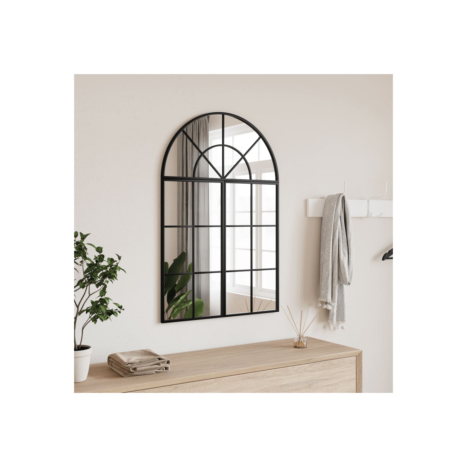 vidaXL Wall Mirror Black 60x30 cm Arch Iron