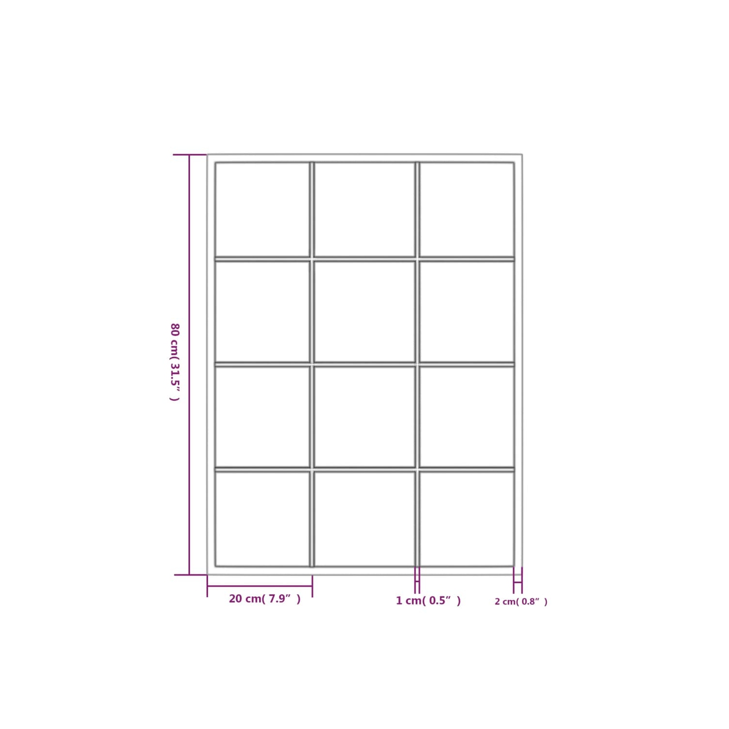 vidaXL Wall Mirrors 3 pcs Black 80x60 cm Metal