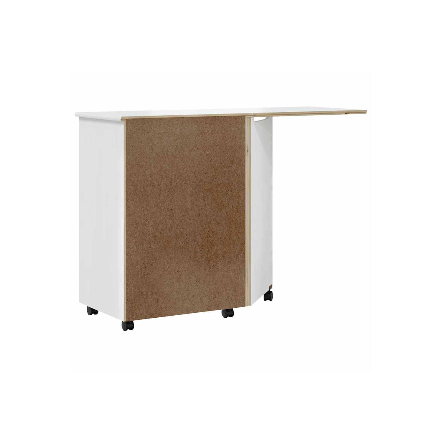 vidaXL MOSS 7-Drawer Chest with Desk & Wheels, Solid Pinewood, 41.5"x15.4"x29.3", White
