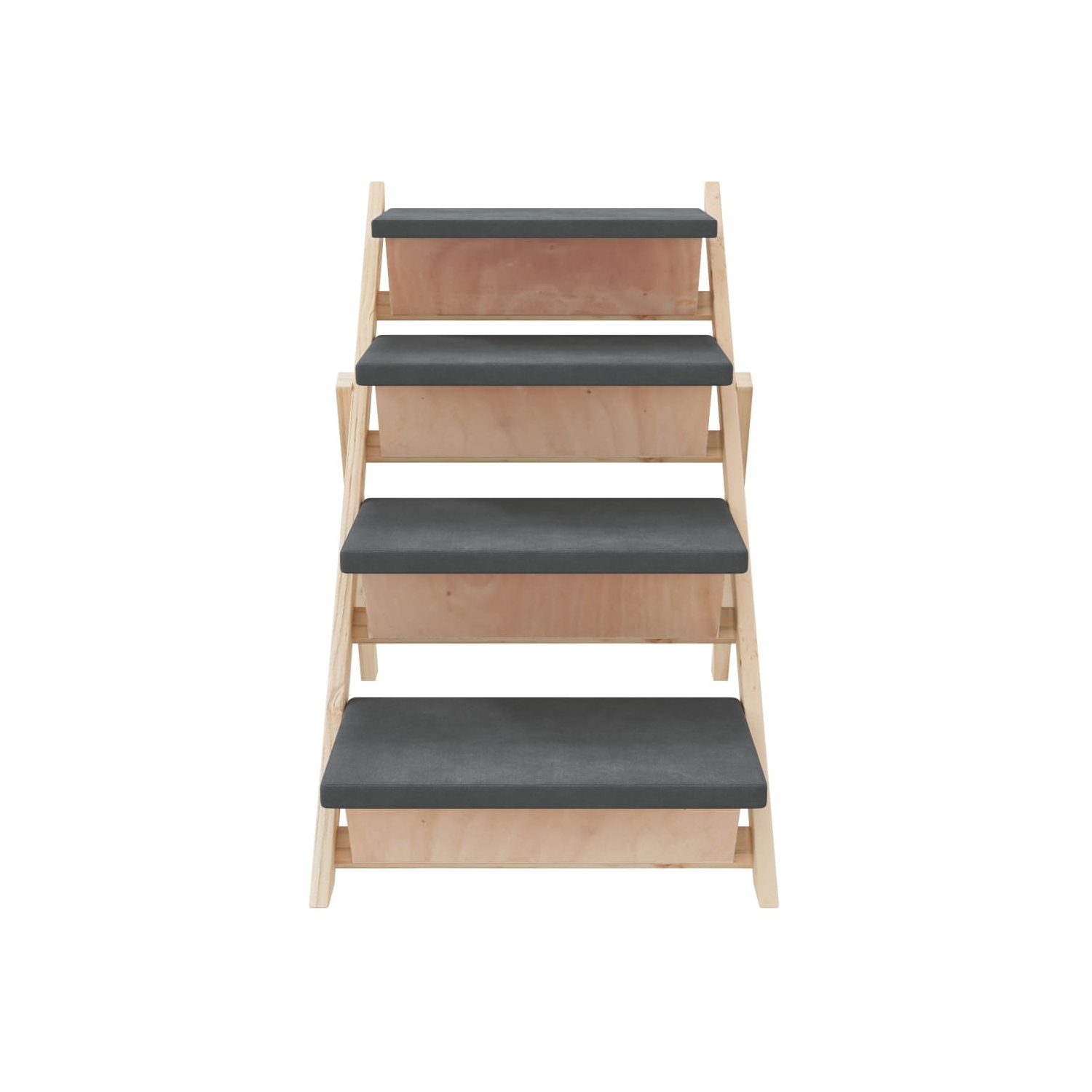 vidaXL Dog Stair Grey 105x47 cm Solid Wood Fir