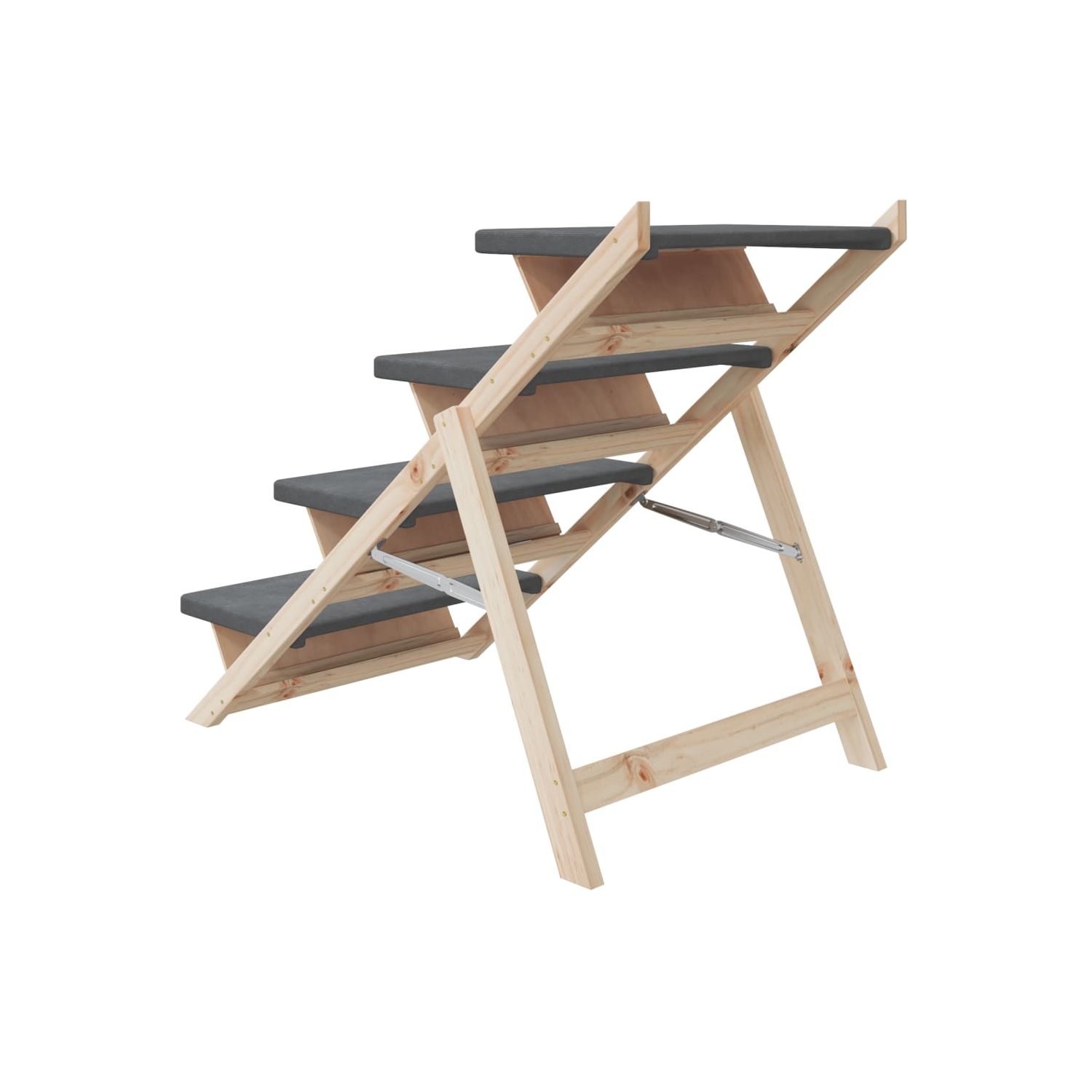 vidaXL Dog Stair Grey 105x47 cm Solid Wood Fir