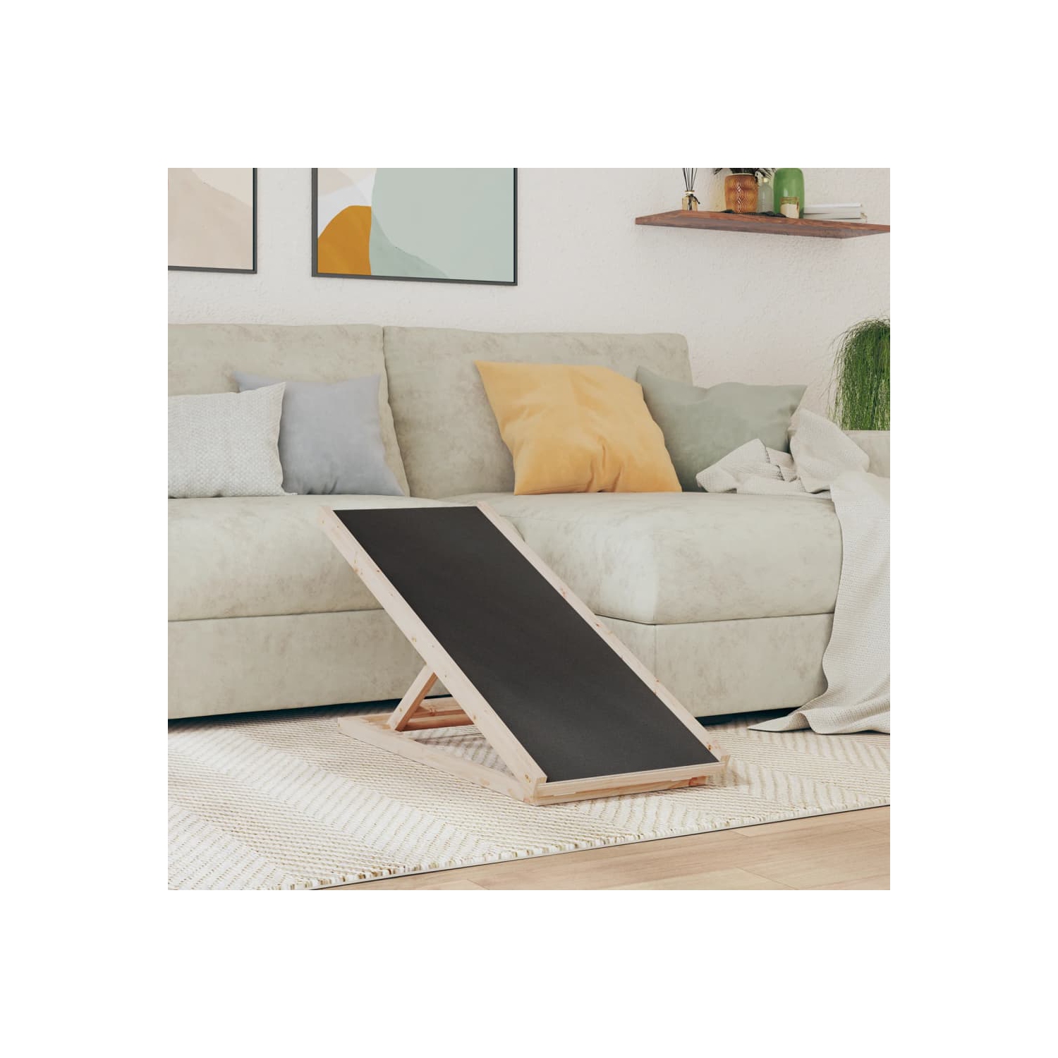 vidaXL Dog Ramp Grey 100x40 cm Solid Wood Fir