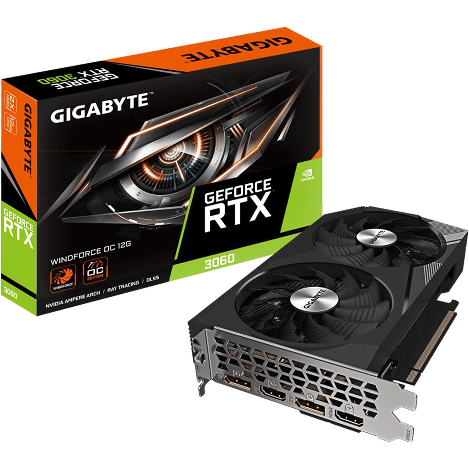 GIGABYTE GeForce RTX 3060 WINDFORCE OC 12G (REV2.0) Graphics Card, 2X WINDFORCE Fans, 12GB 192-bit GDDR6, GV-N3060WF2OC-12GD REV2.0 Video Card