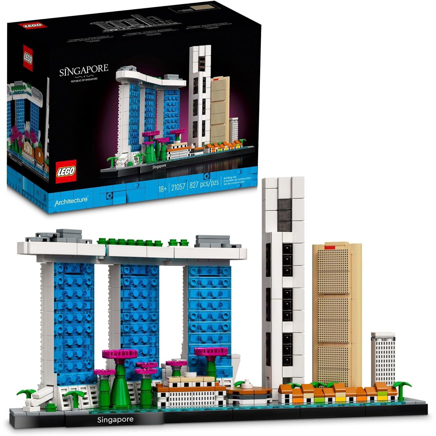 Lego Architecture Singapore 21057 Building Set - Skyline Collection, Architecture Construction Model for Home and Office Décor, Gift Idea for Adults