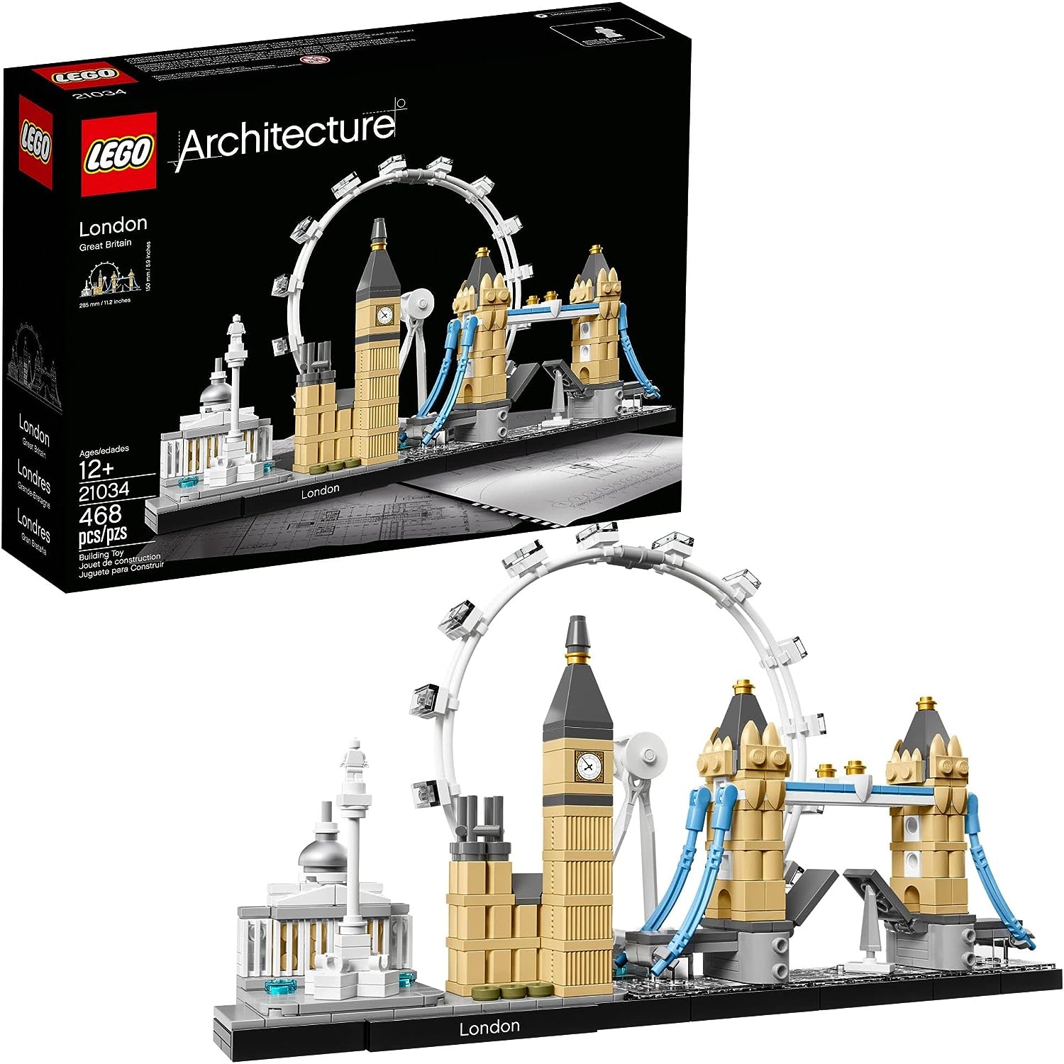 LEGO Architecture London Skyline 21034 Collectible Model Building Kit with London Eye, Big Ben, and Tower Bridge, Office Home Décor, Skyline Collection