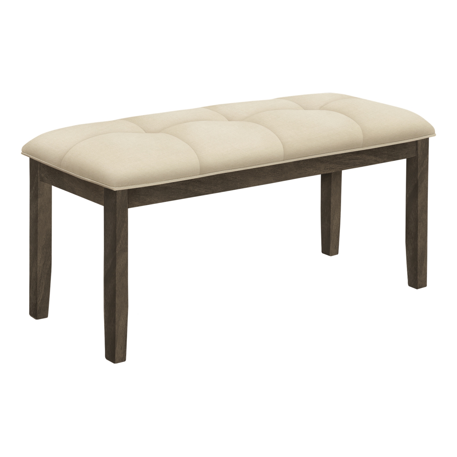 44" Rectangular Bench Cream Fabric and Grey Solid Wood