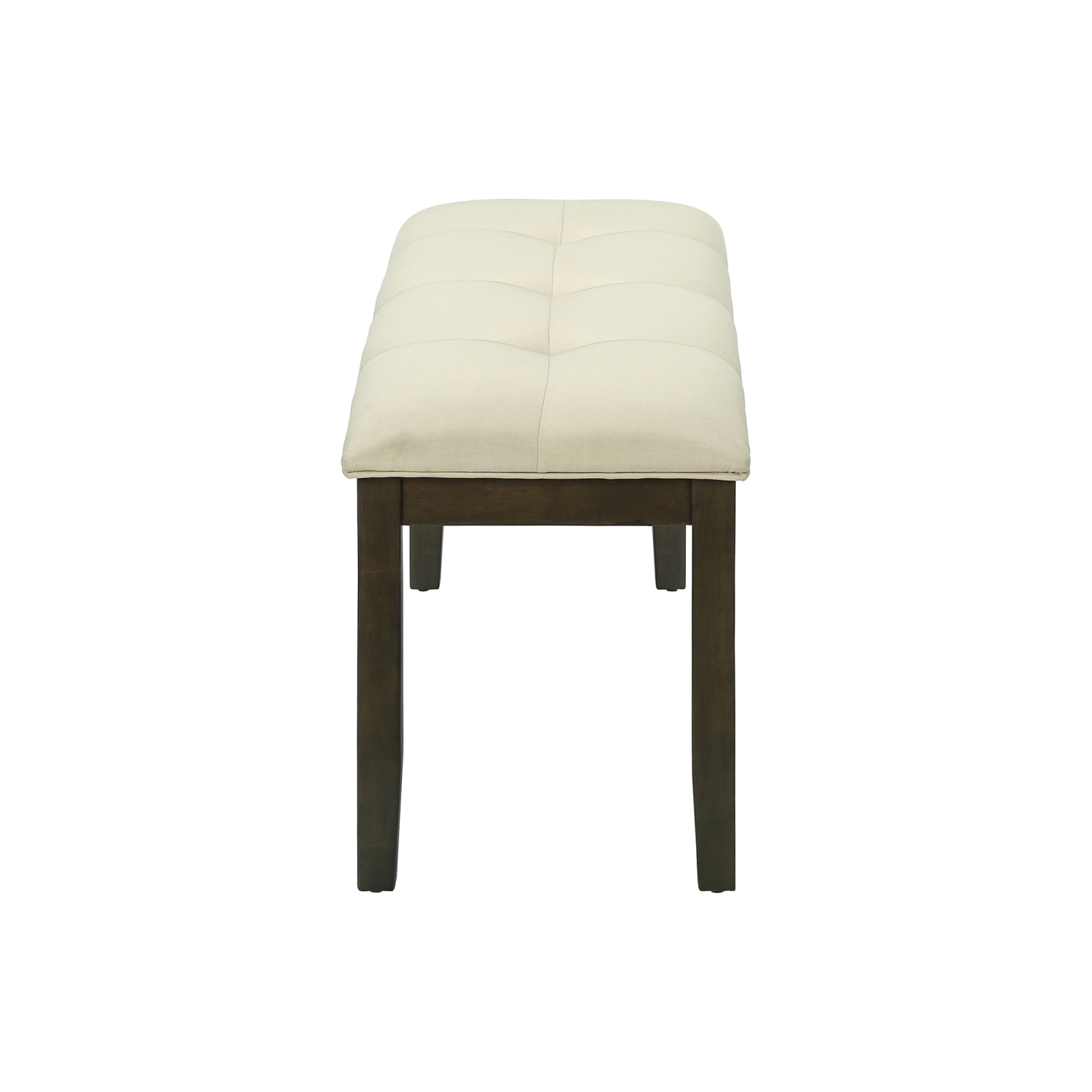 44" Rectangular Bench Cream Fabric and Grey Solid Wood