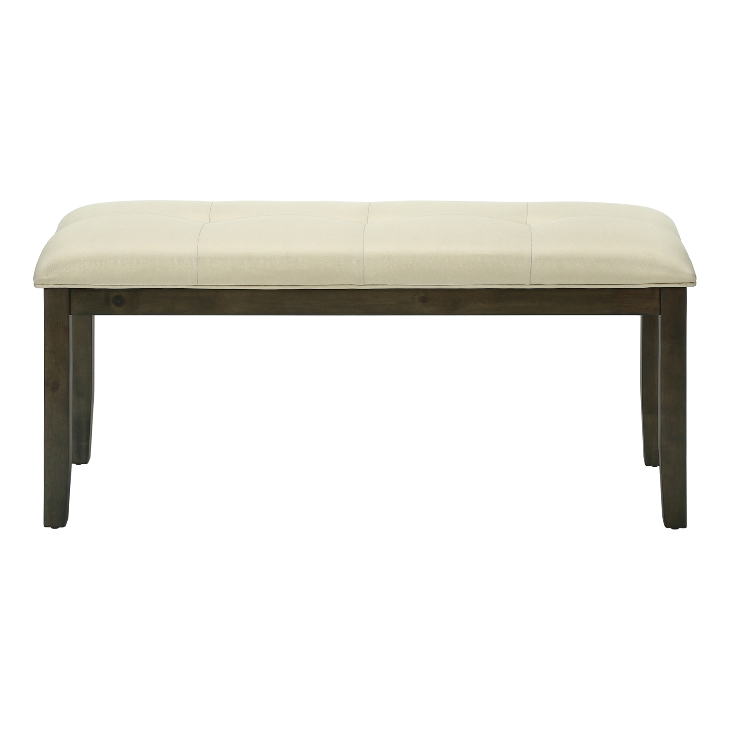 44" Rectangular Bench Cream Fabric and Grey Solid Wood
