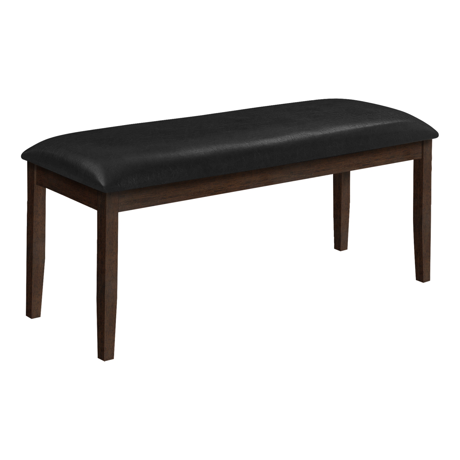 Banc rectangulaire de 48 po en bois massif brun et en cuir noir