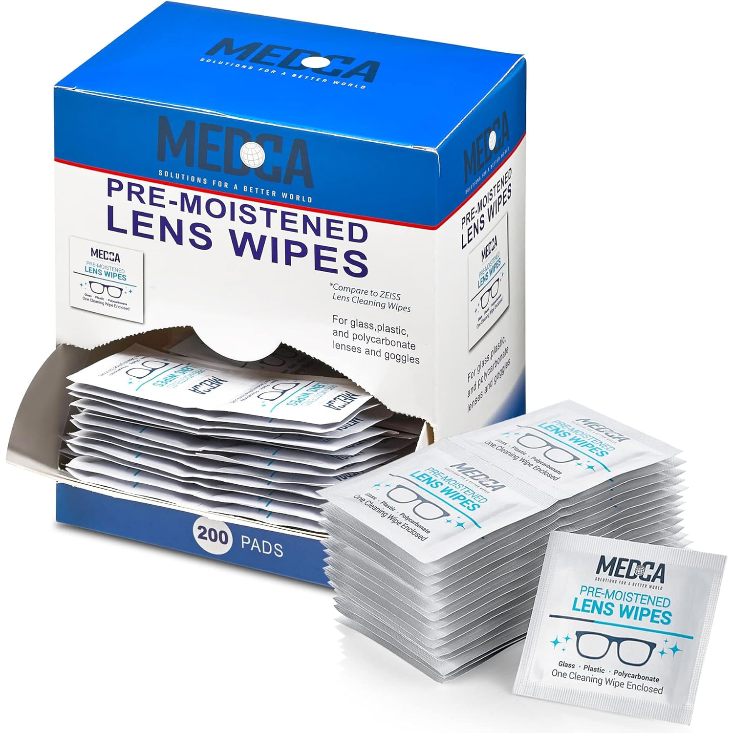 Premoistened Lens and Glass Cleaning Wipes - Portable Travel Cleaner for Glasses, Camera, Cell Phone, Smartphone, and Tablet - Disposable, Quick