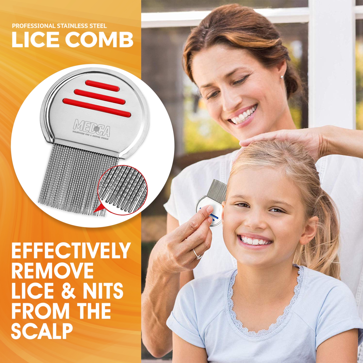 Lice Comb - Head Lice Treatment That's Individually Packaged Professional Stainless Steel Louse and Nit Combs Removes Eggs with Rounded Tips for