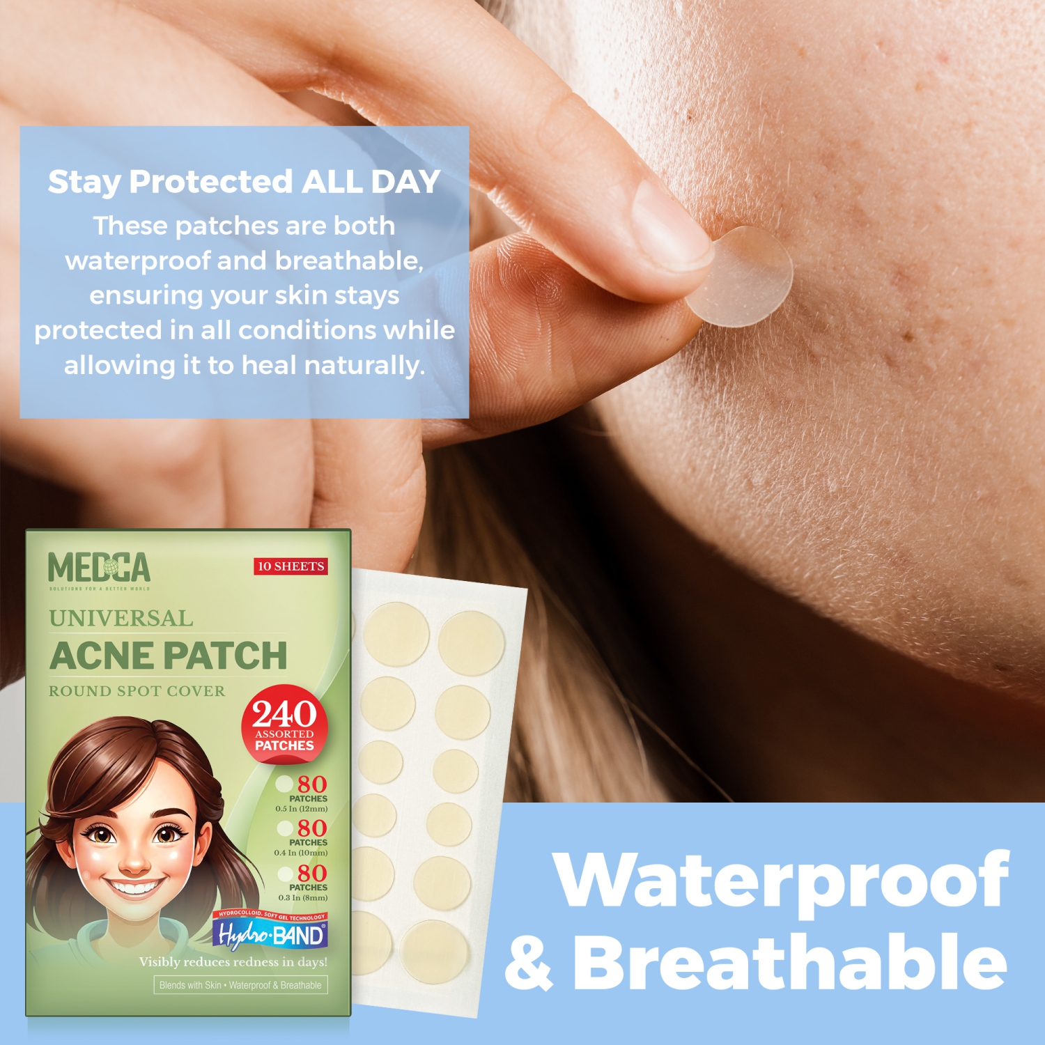 Acne Absorbing Covers - Hydrocolloid Acne Care Bandages Three Universal Patch Sizes, Acne Blemish Treatment for Face & Skin Spot Pore Patch, Reduce