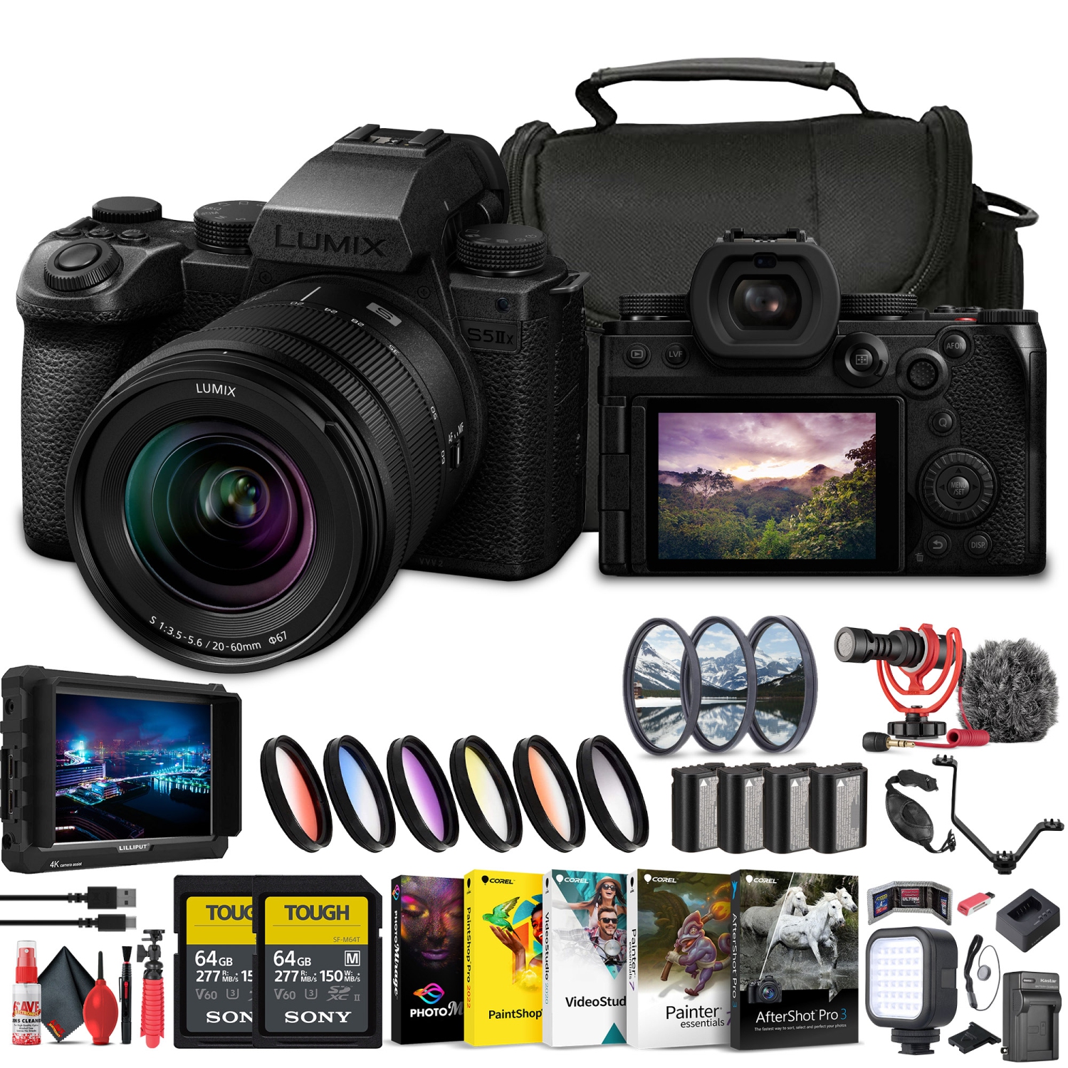 Panasonic Lumix S5 IIX Mirrorless Camera with 20-60mm Lens + 4K Monitor + More