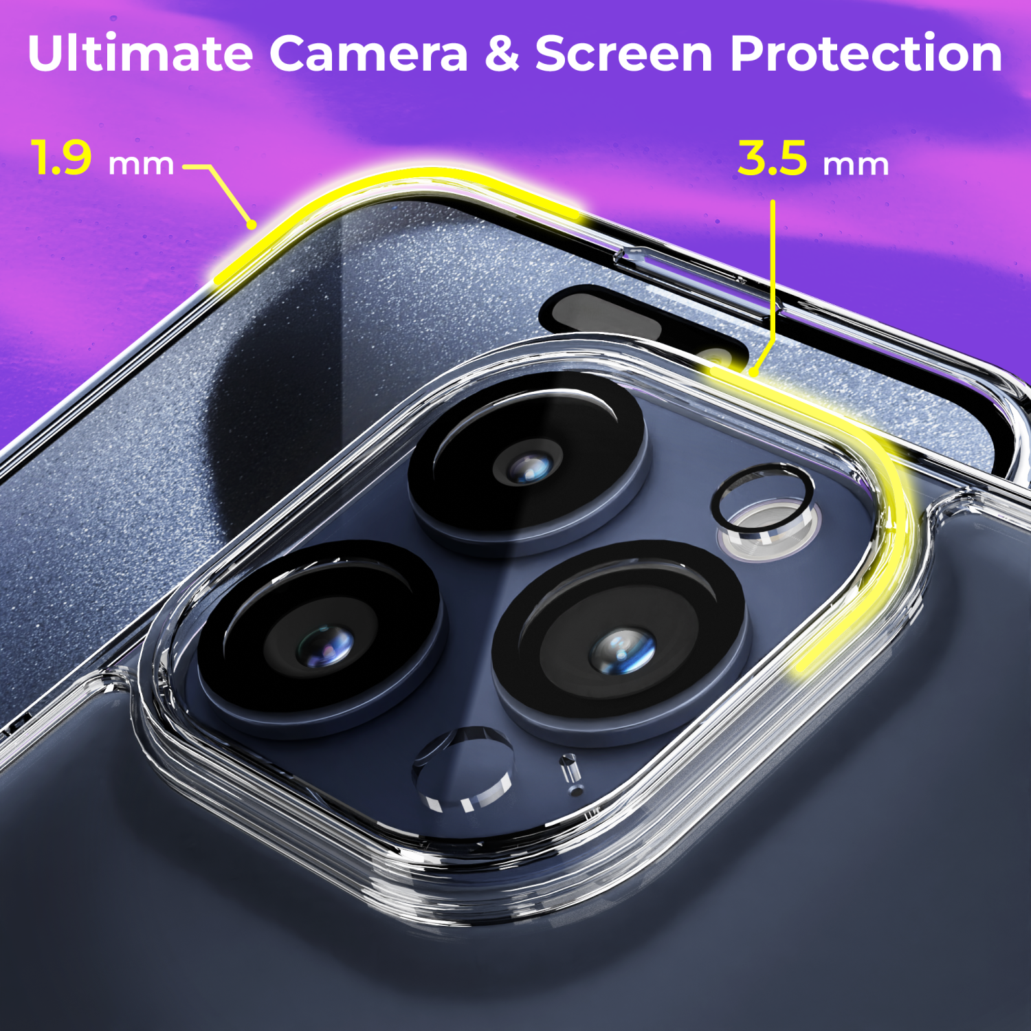 CAPSUL case for iPhone 15 Pro Max Clear Case ONLY [Yellowing-Resistant] iPhone 15 Pro Max Hard Back Soft Bumper Cover with Drop Protection