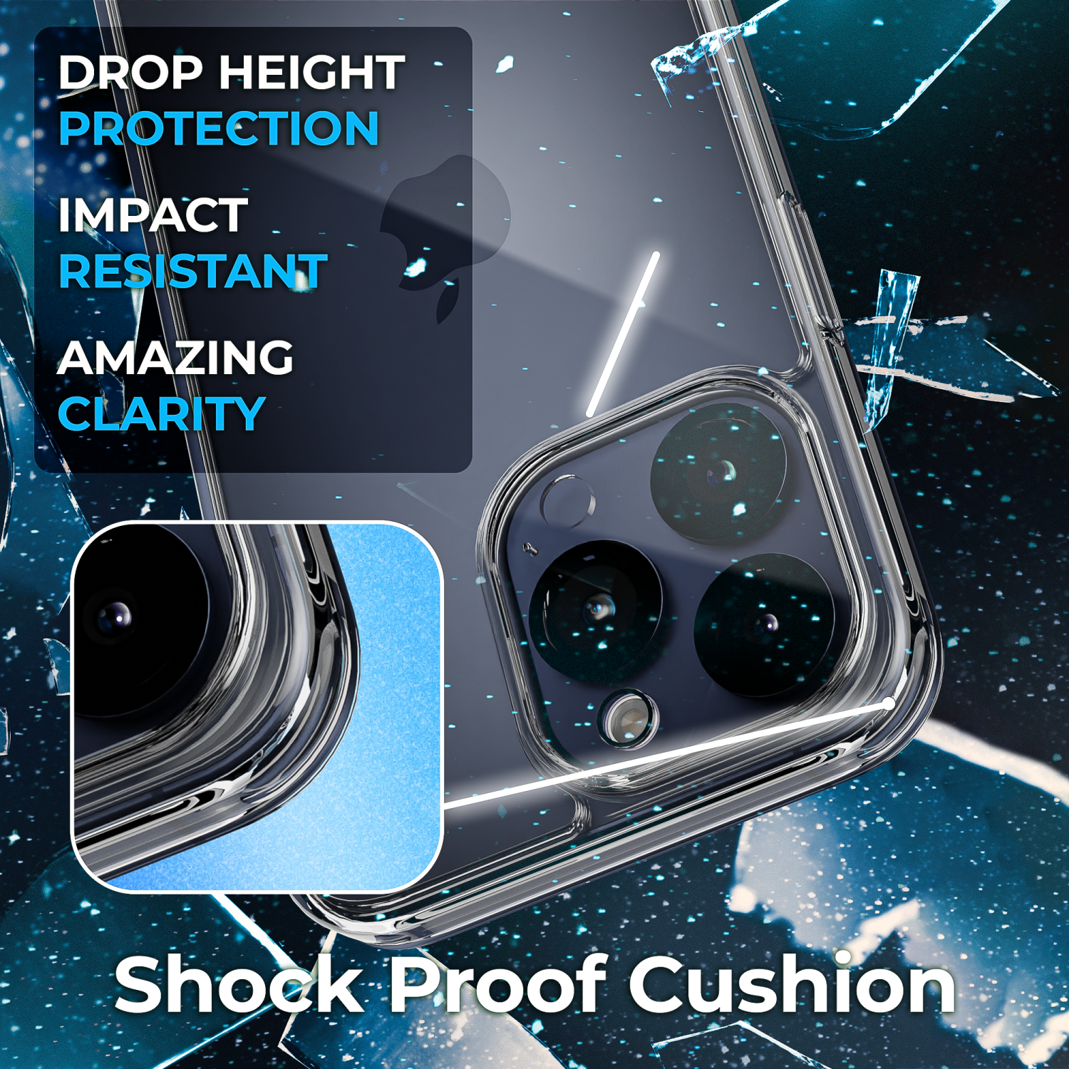 CAPSUL case for iPhone 15 Pro Clear Case ONLY [Yellowing-Resistant] iPhone 15 Pro Hard Back Soft Bumper Cover with Drop Protection