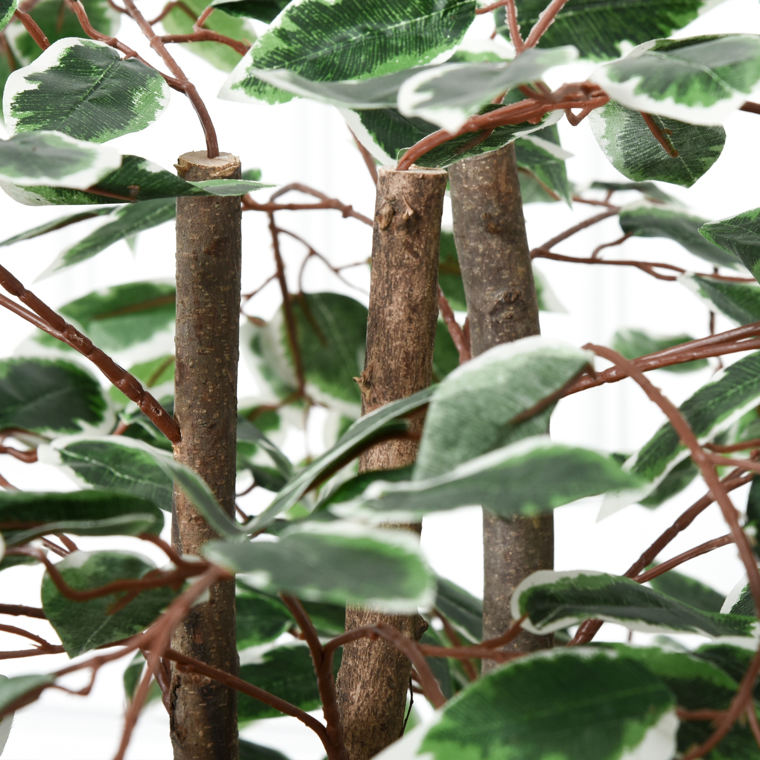 Outsunny 5.3FT Artificial Ficus Tree, Fake Tree with Leaves, Faux Plant in Nursery Pot for Indoor Decoration