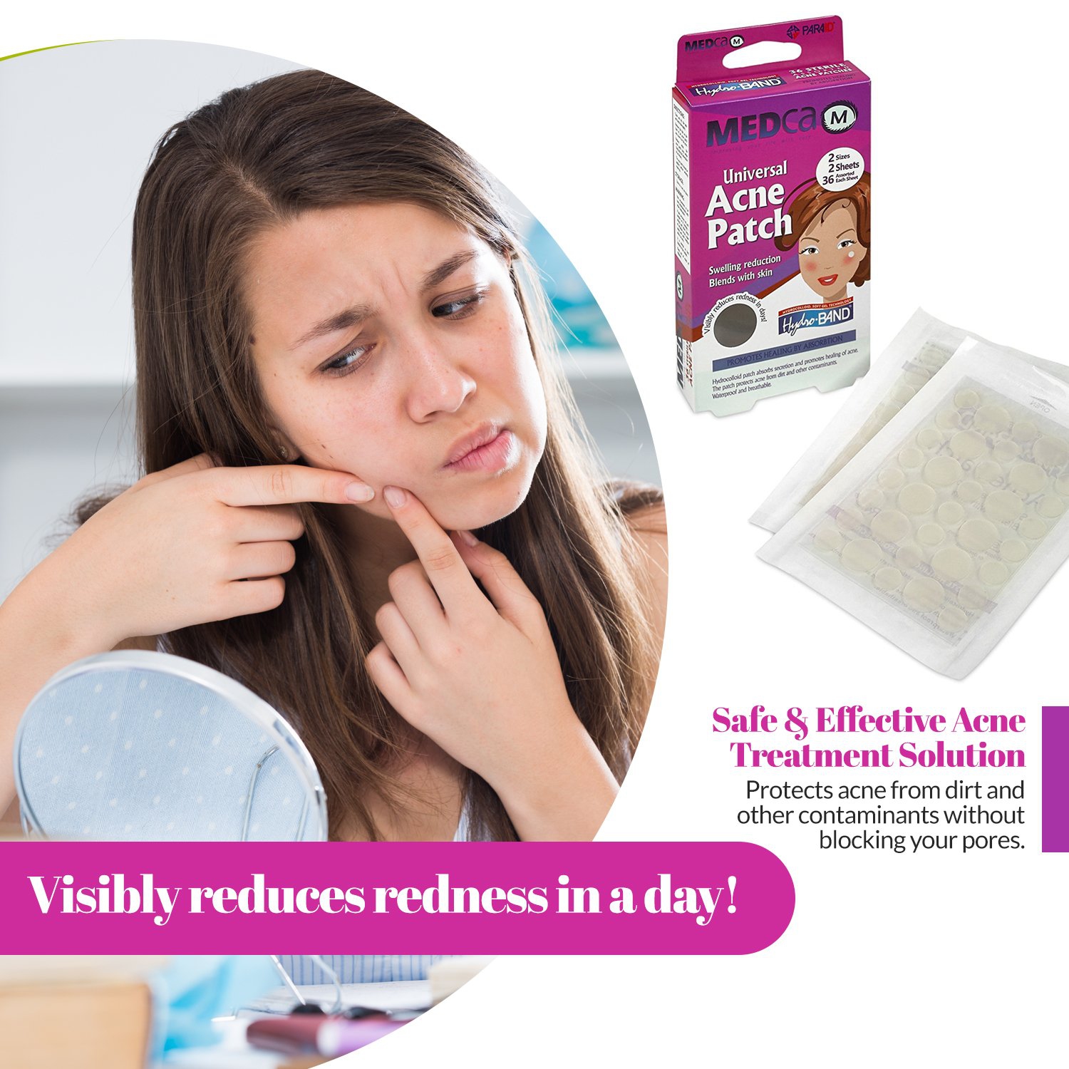 Medca Acne Care Pimple Patch absorber Cover - pansements hydrocolloïdes deux tailles universelles, traitement Acne Spot pour face & Skin Spot Patch ,