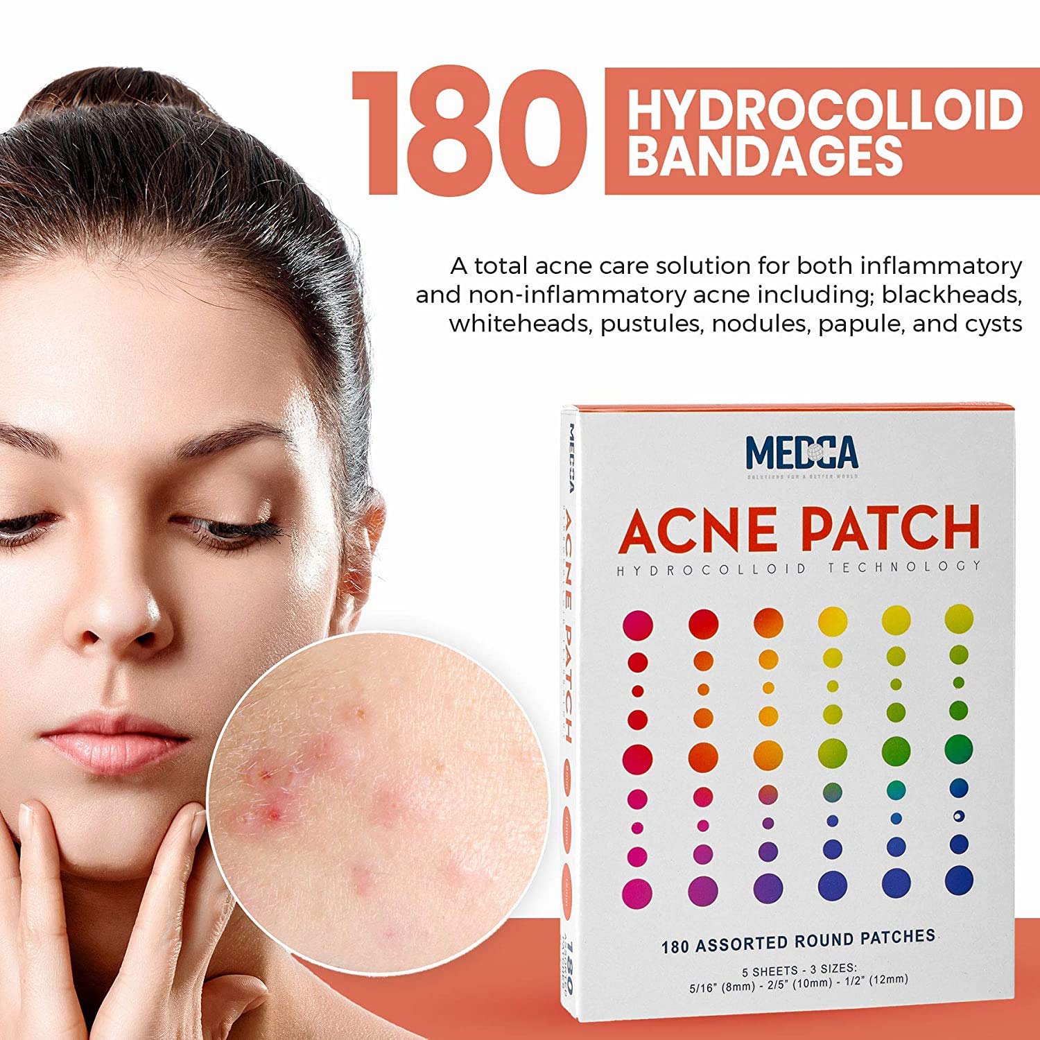 Acne Pimple Patch - Hydrocolloid Bandages Absorbing Covers in Two Universal Sizes, Acne Spot Treatment Care for Face & Skin Spot , Reduces Pimples