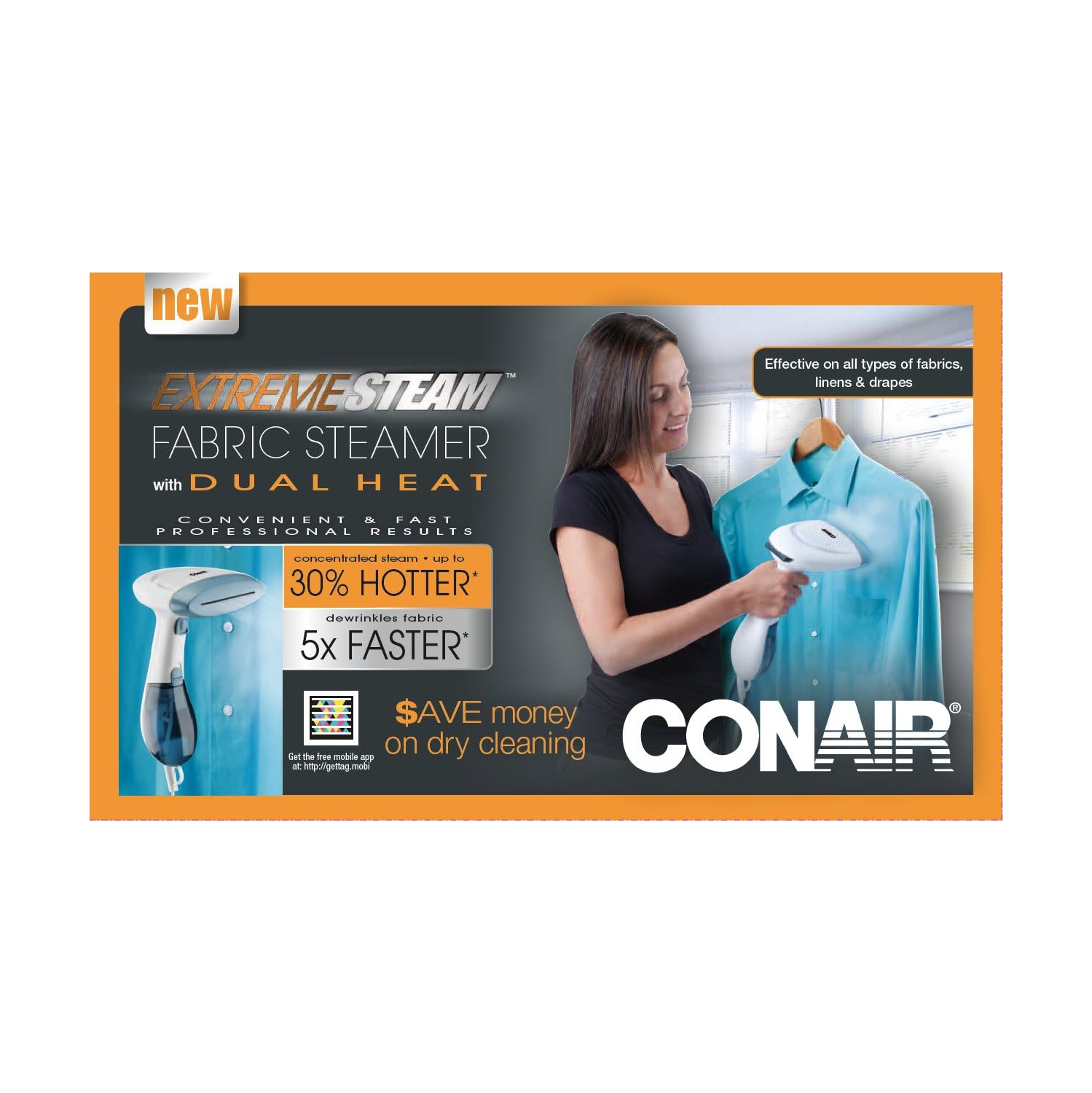 Défroisseur à vapeur portatif Extreme Steam de Conair pour tissus - GS23XRSC lb