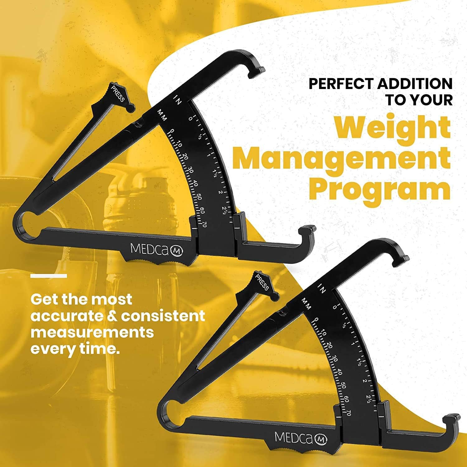 Skinfold Body Fat Caliper - Skin Fold Body Fat Analyzer et BMI Measurement Tool Skinfold Caliper Device mesure la masse grasse pour hommes et femmes