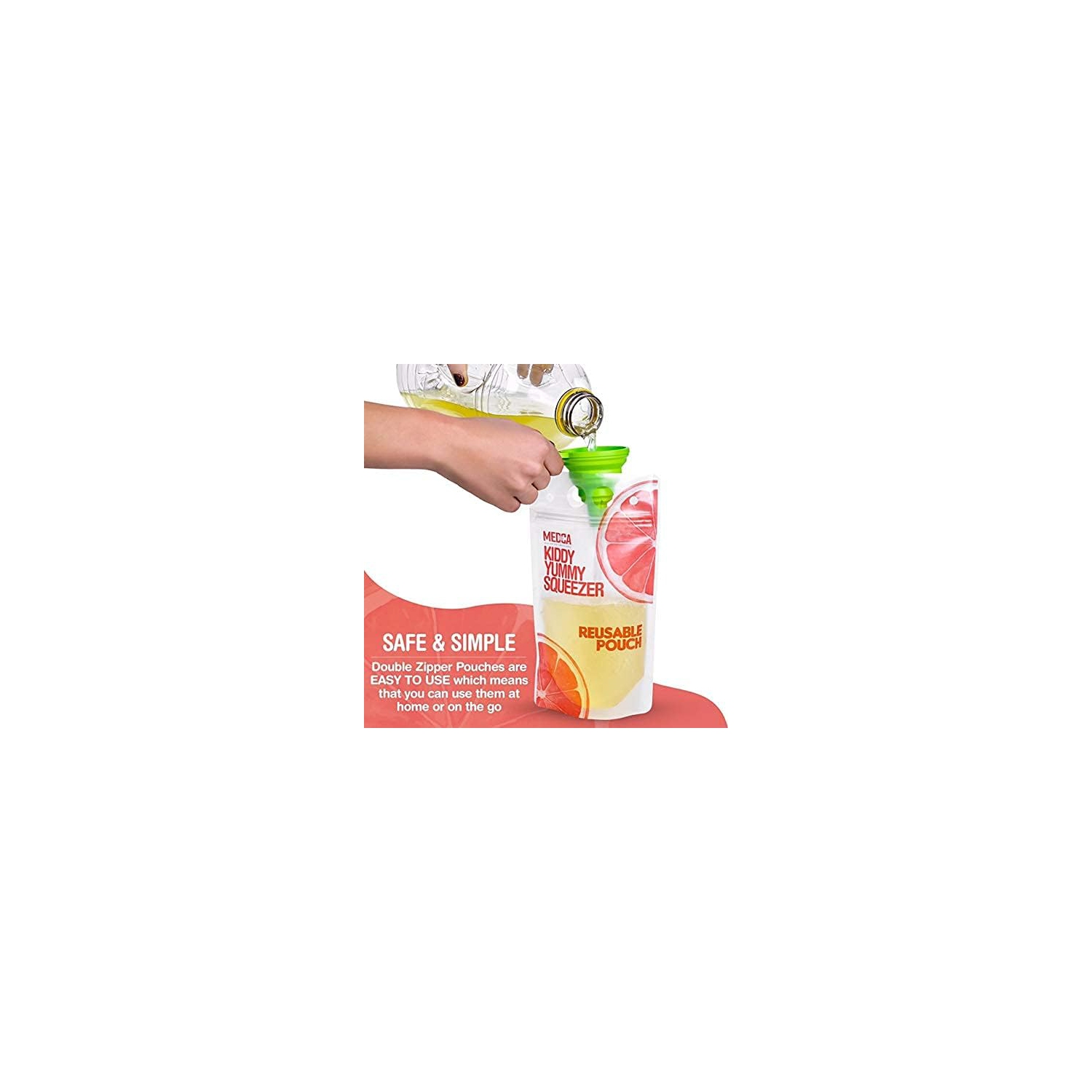 New Reusable Drink Pouches- 100 Clear Drink Bags+100 Straws Double Zipper Reusable Smoothie Juice, Clear Zipper Pouch Storage with No Leaks,