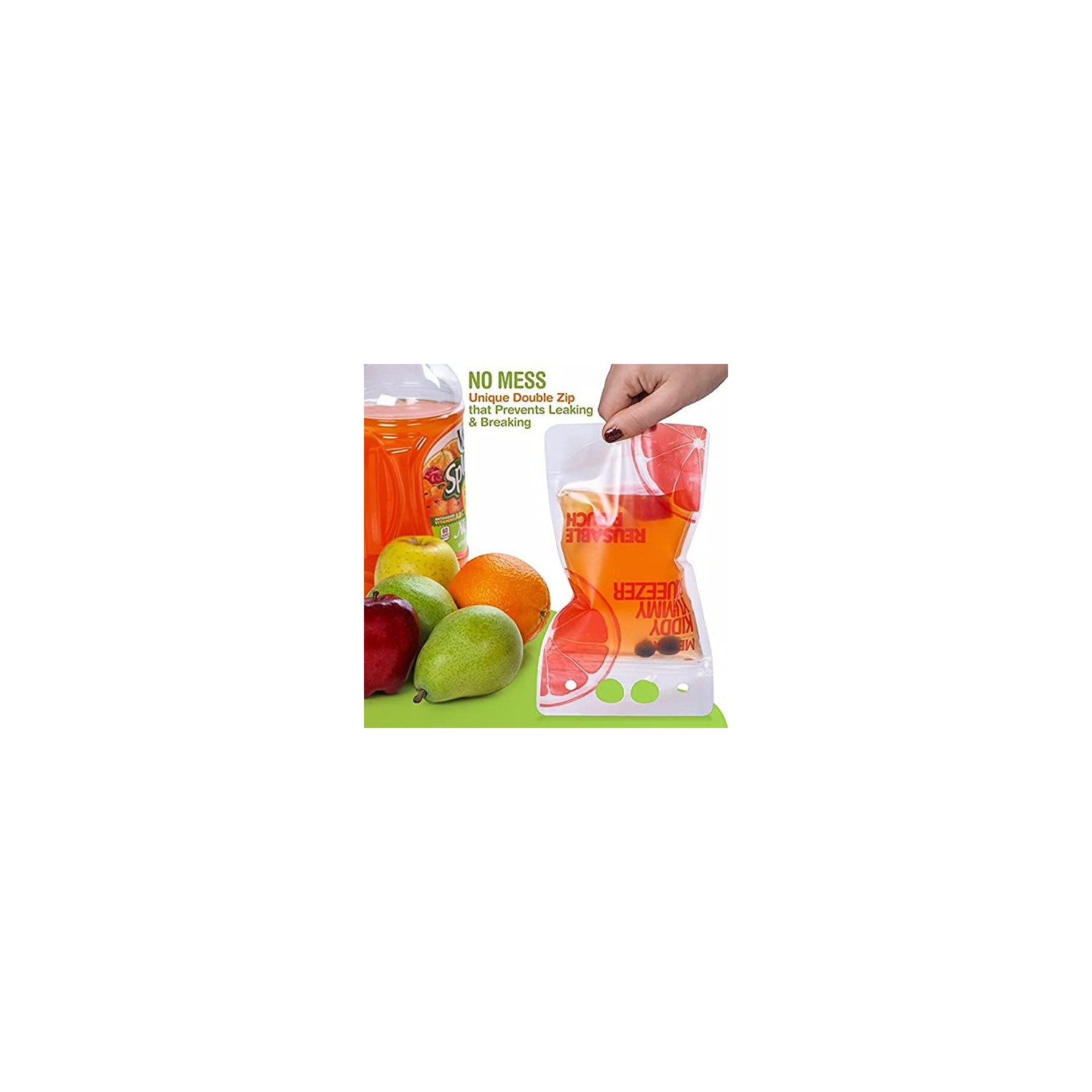 New Reusable Drink Pouches- 100 Clear Drink Bags+100 Straws Double Zipper Reusable Smoothie Juice, Clear Zipper Pouch Storage with No Leaks,