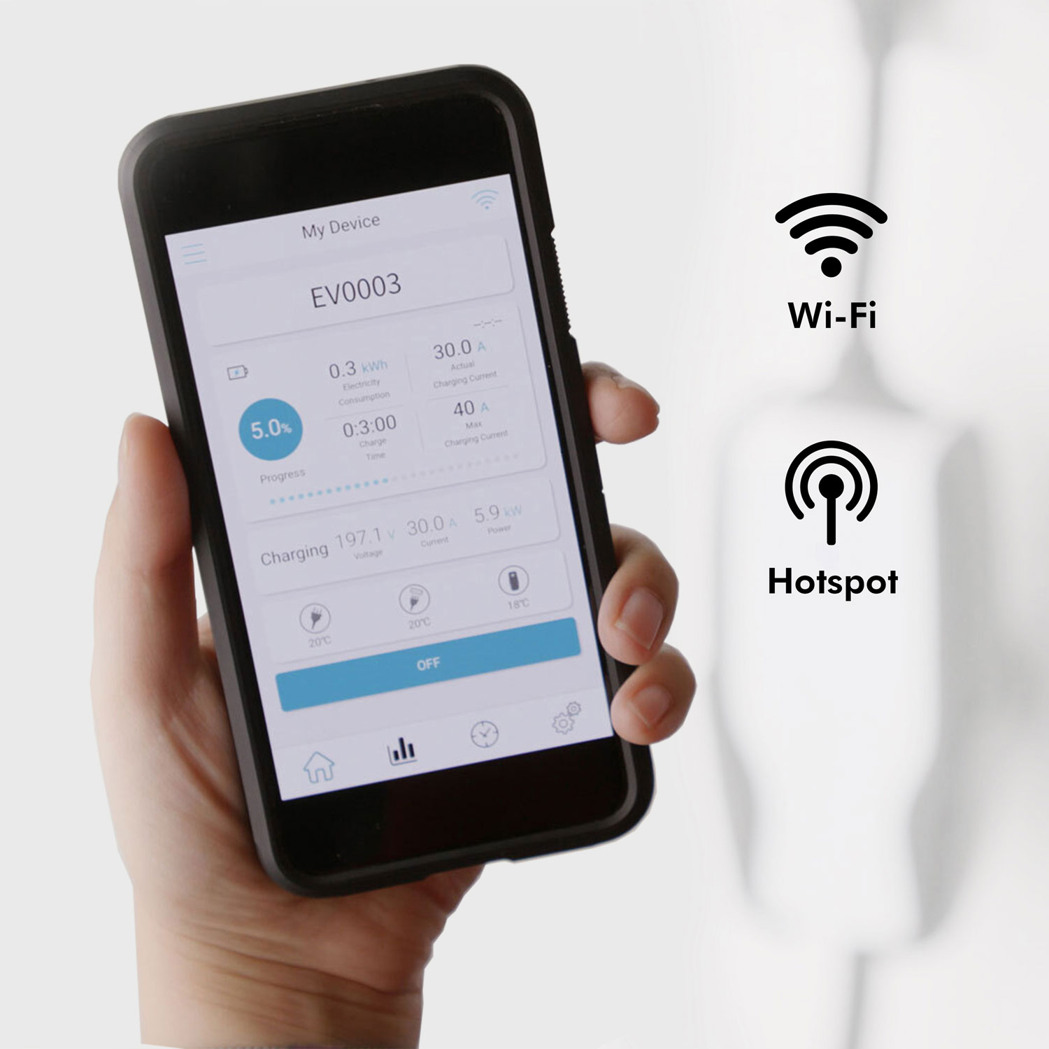 Pion Power Flex-AC 40A Level 2 Portable Smart Electric Vehicle Charger - Black