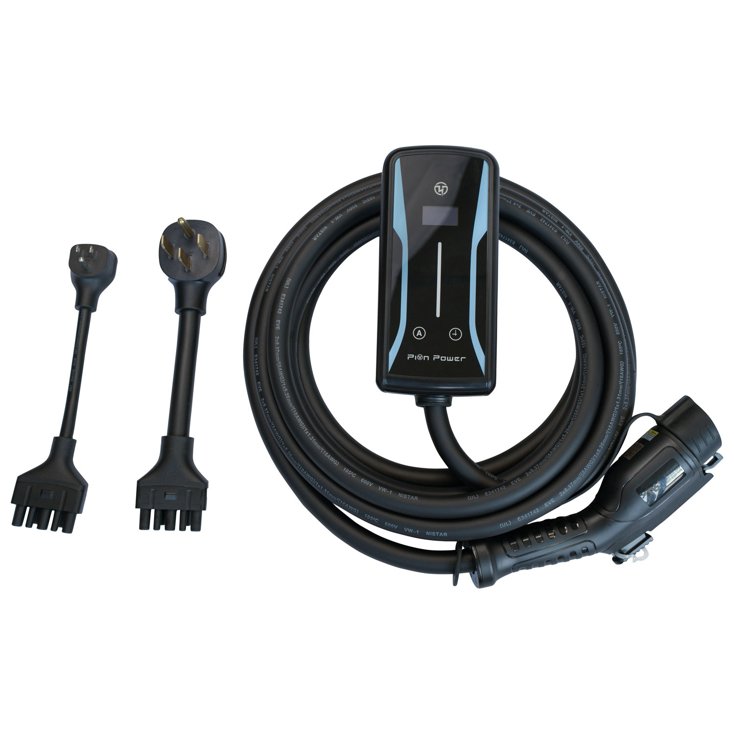 Chargeur de véhicule électrique portatif de niveau 2 40 A Flex- AC de Pion Power - Bleu/Noir