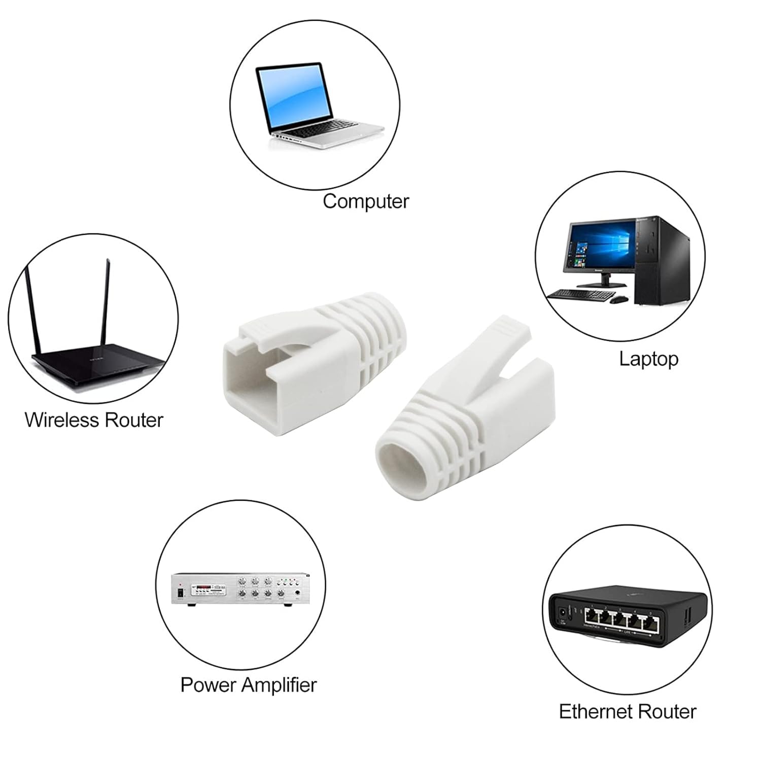 Soft Plastic Ethernet RJ45 Cable Connector Boots Cover Network Strain Relief Boots CAT6A CAT7 CAT8 100PCS