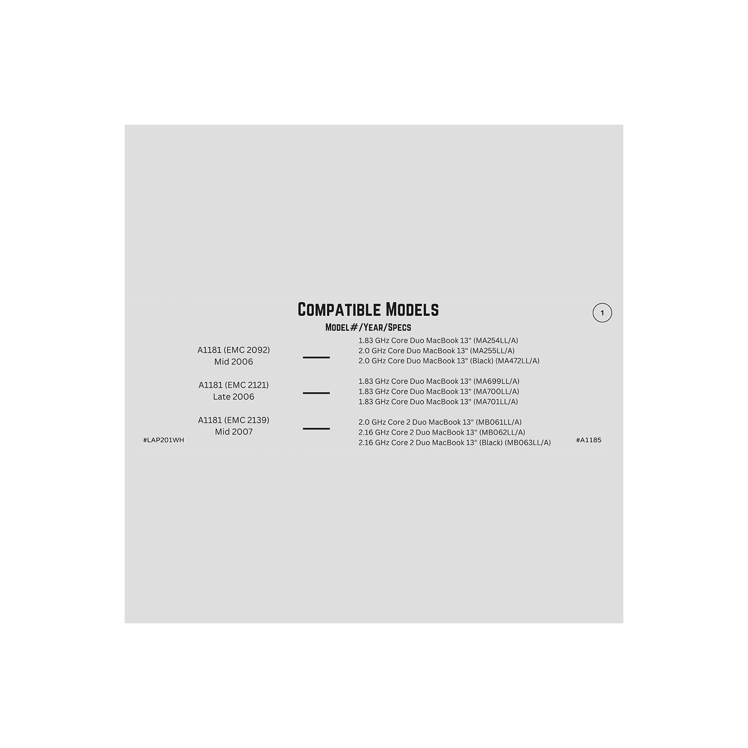 DR. Batterie A1181 A1185 compatible pour 13&nbsp;po Mid / Late 2006 Mid / Late 2007 Early 2008 / Mid 2009 MA254 MA255 MB402 MA566 MA561 MA699