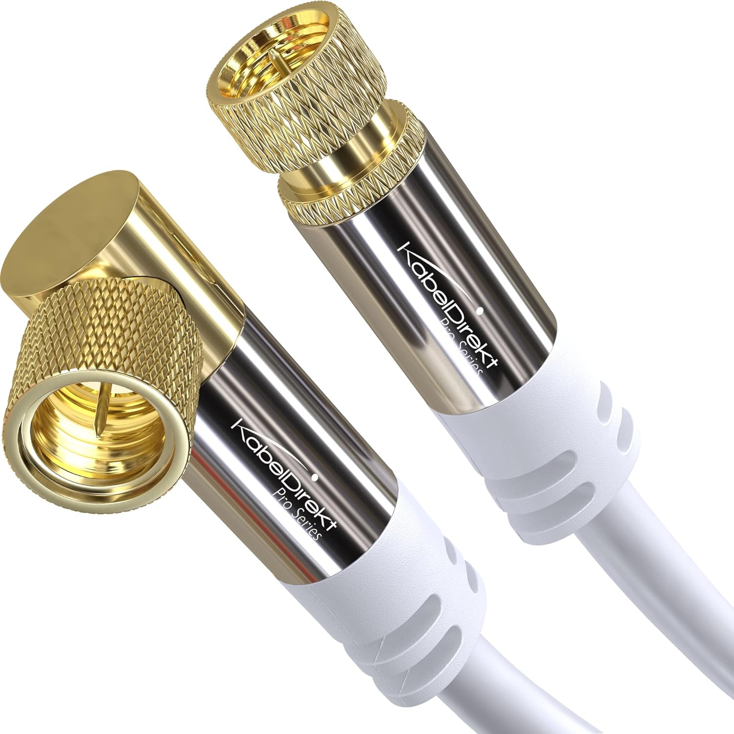 CableDirect – SAT Cable, coaxial, Satellite Cable, 90°/Straight connectors  – TV Cable with Multi-Layer Shielding, Break-Proof Metal F connectors –
