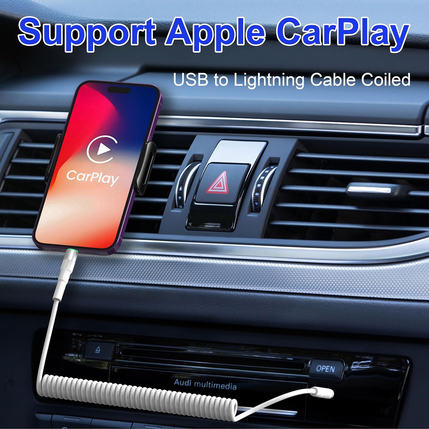 Câble Lightning spirale pour Apple Carplay, Câble de Données