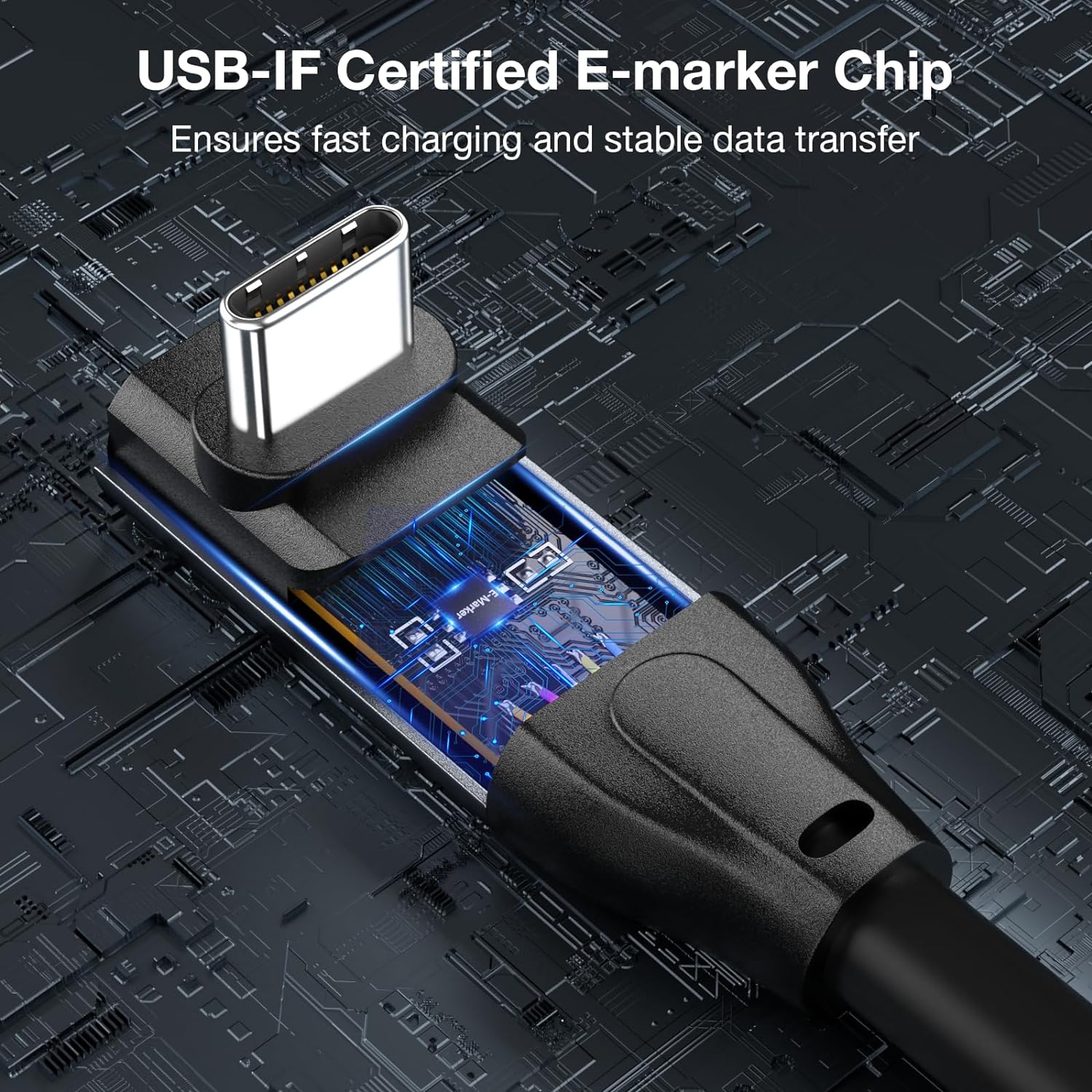 USB C to USB C 3.2 Gen2x2 Cable 100W, 20Gbps Right Angle 4K@60Hz Video  Cord, Super Soft 90 Degree Type-C Data Cable with E-Marker for Thunderbolt  3/4