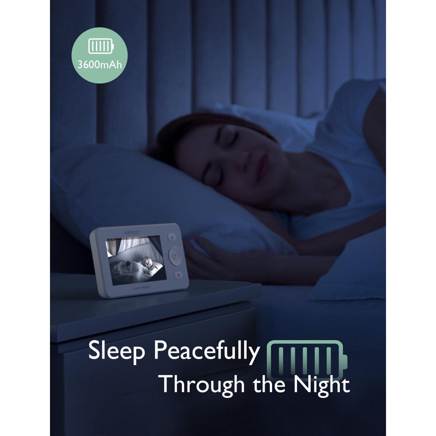 Interphone de surveillance vidéo MomCozy, interphone de surveillance HD 4,3 po avec caméra et audio sans Wi-Fi, écran divisé, vision nocturne