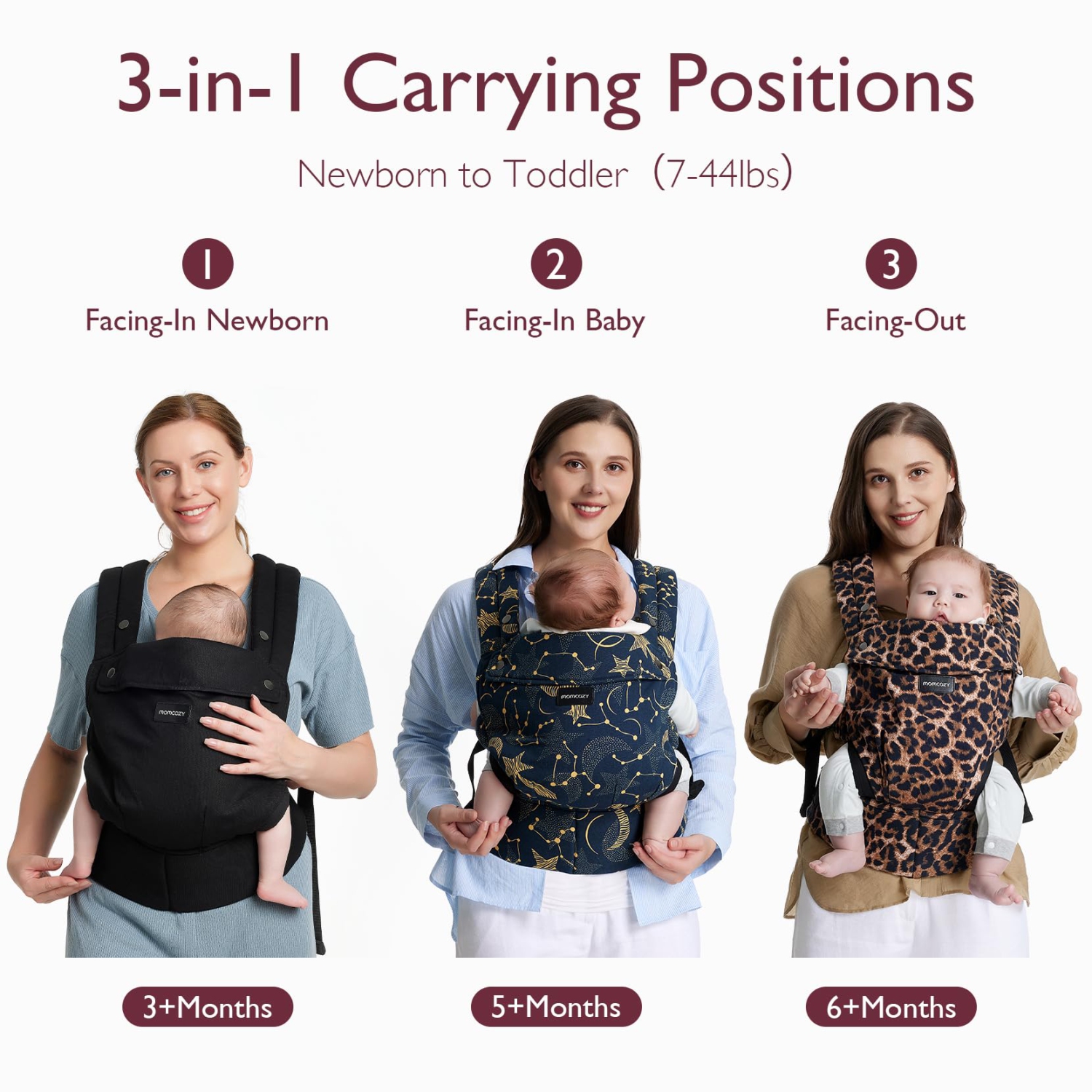Momcozy Baby Carrier Newborn to Toddler - Ergonomic, Cozy and Lightweight Infant Carrier for 7-44lbs
